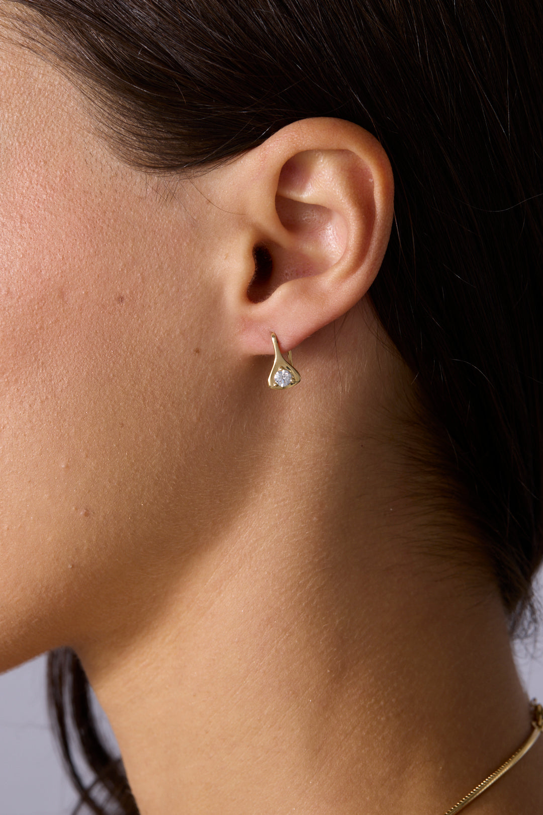 14KY Diamond Bezel Drop Earring