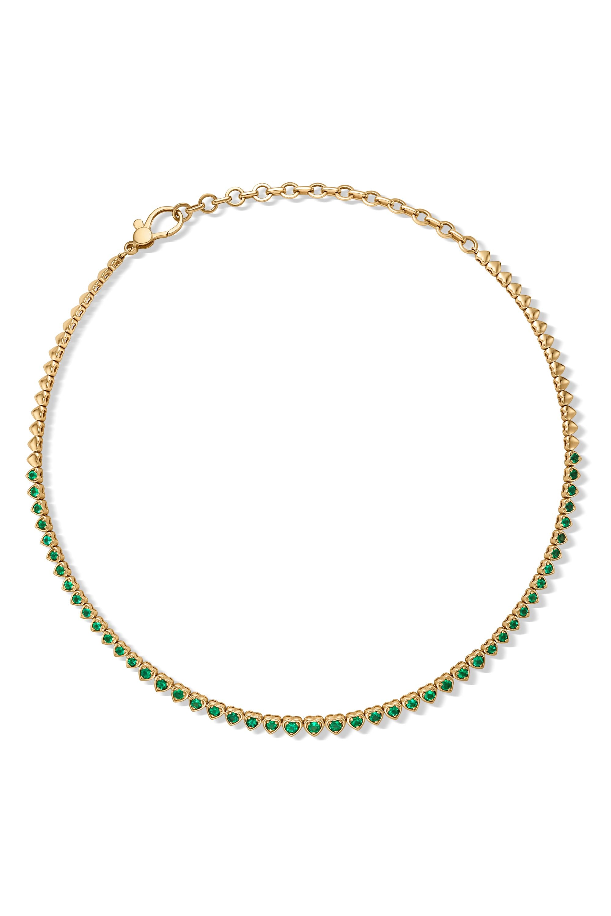 14KY Emerald Heart Tennis Necklace - 14K Yellow Gold - Necklace - by Trilogy - Susan Saffron Jewelry Dallas