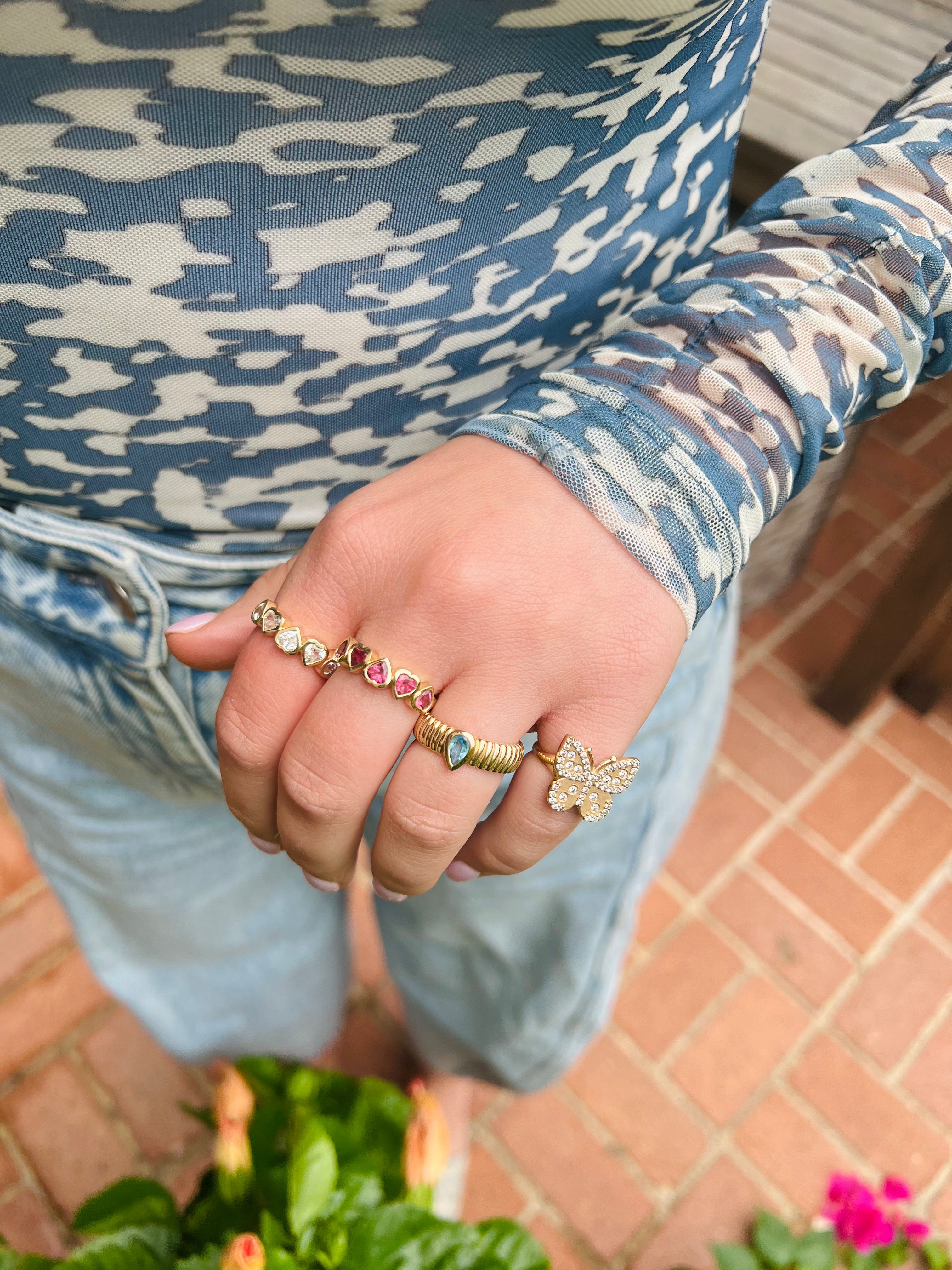 14KY Natural Blue Topaz Ring