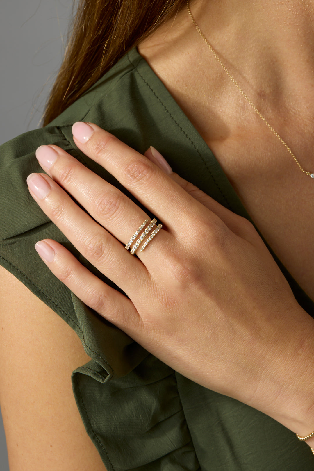 14KY Diamond Spike Wrap Ring