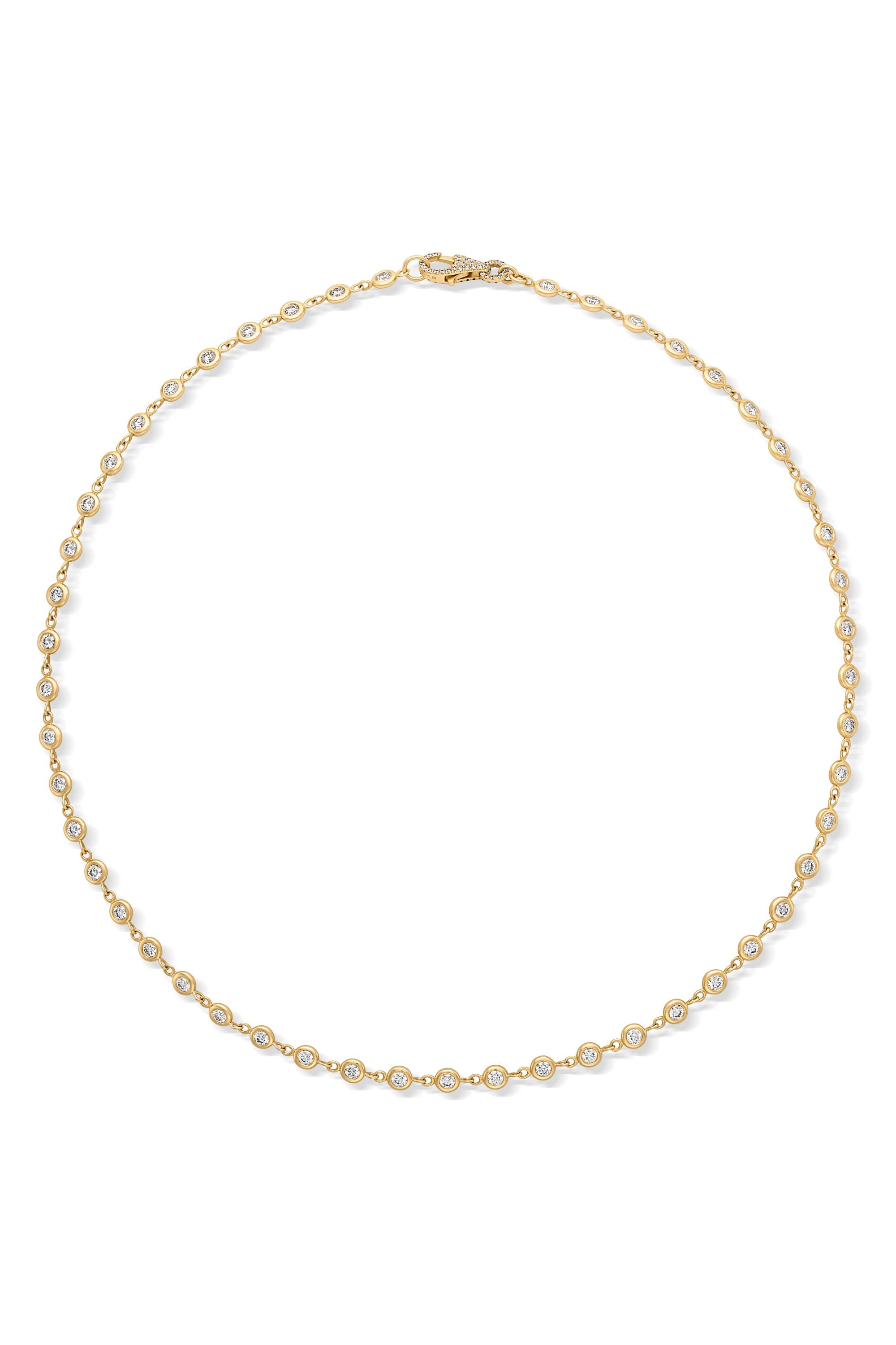 18KY Bezel Set Diamond Necklace with Diamond Clasp