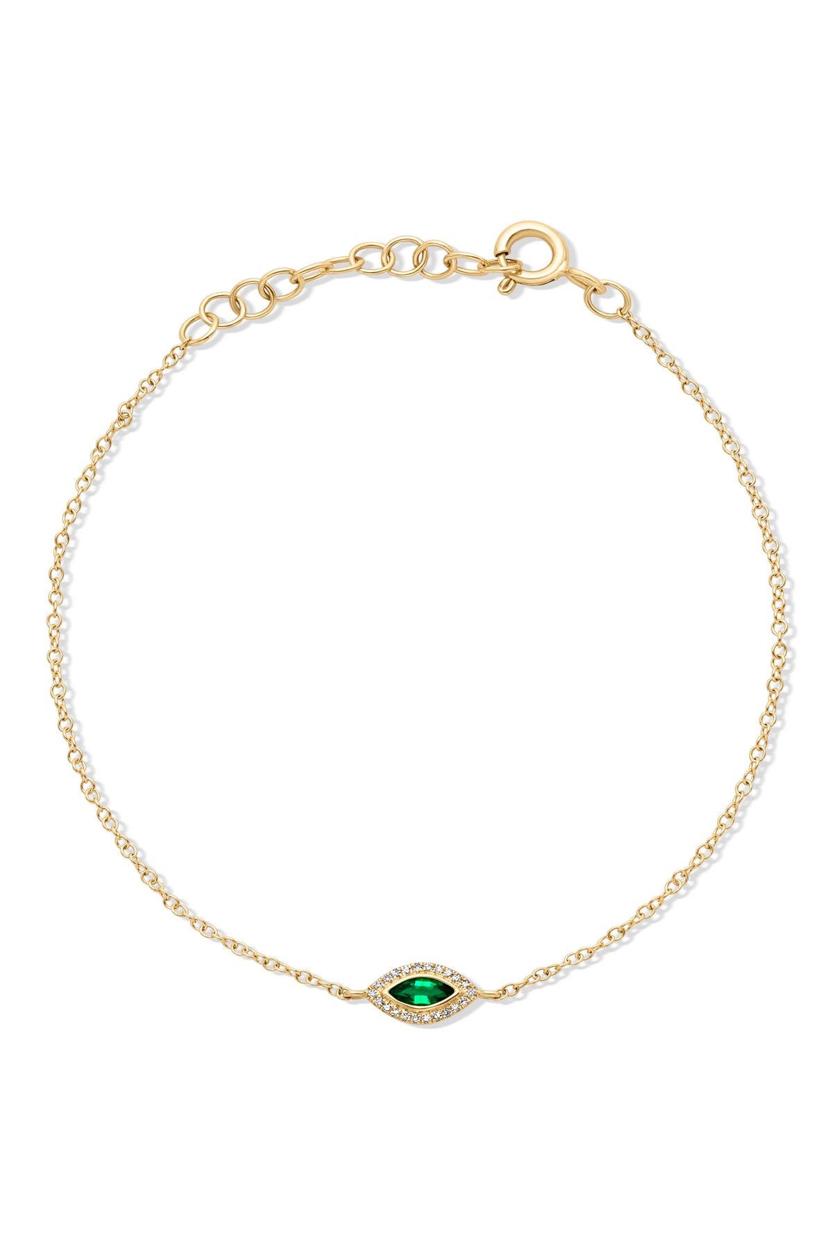 14KY Bezel Marquis Emerald Bracelet