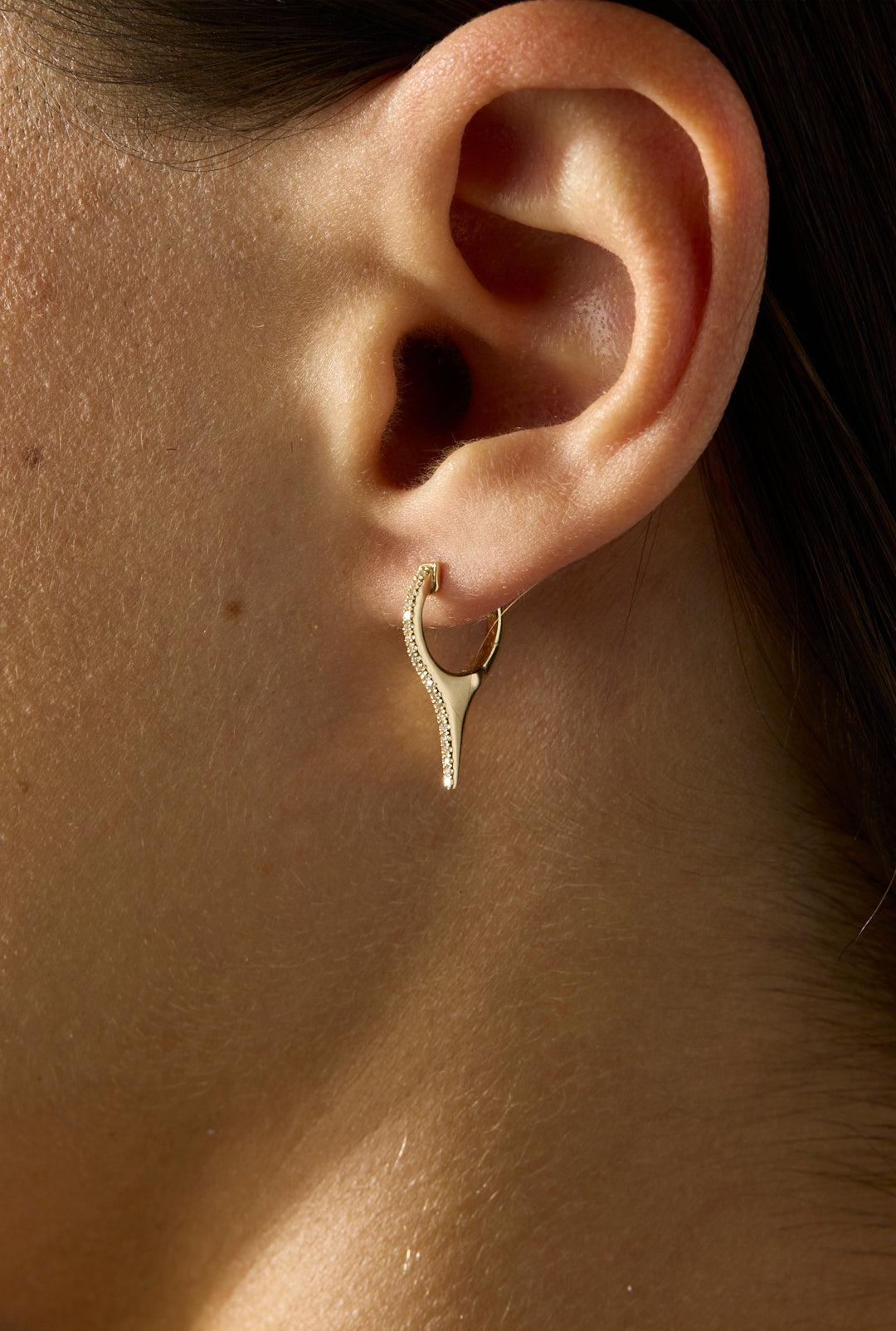 14KY Small Diamond Spike Earrings