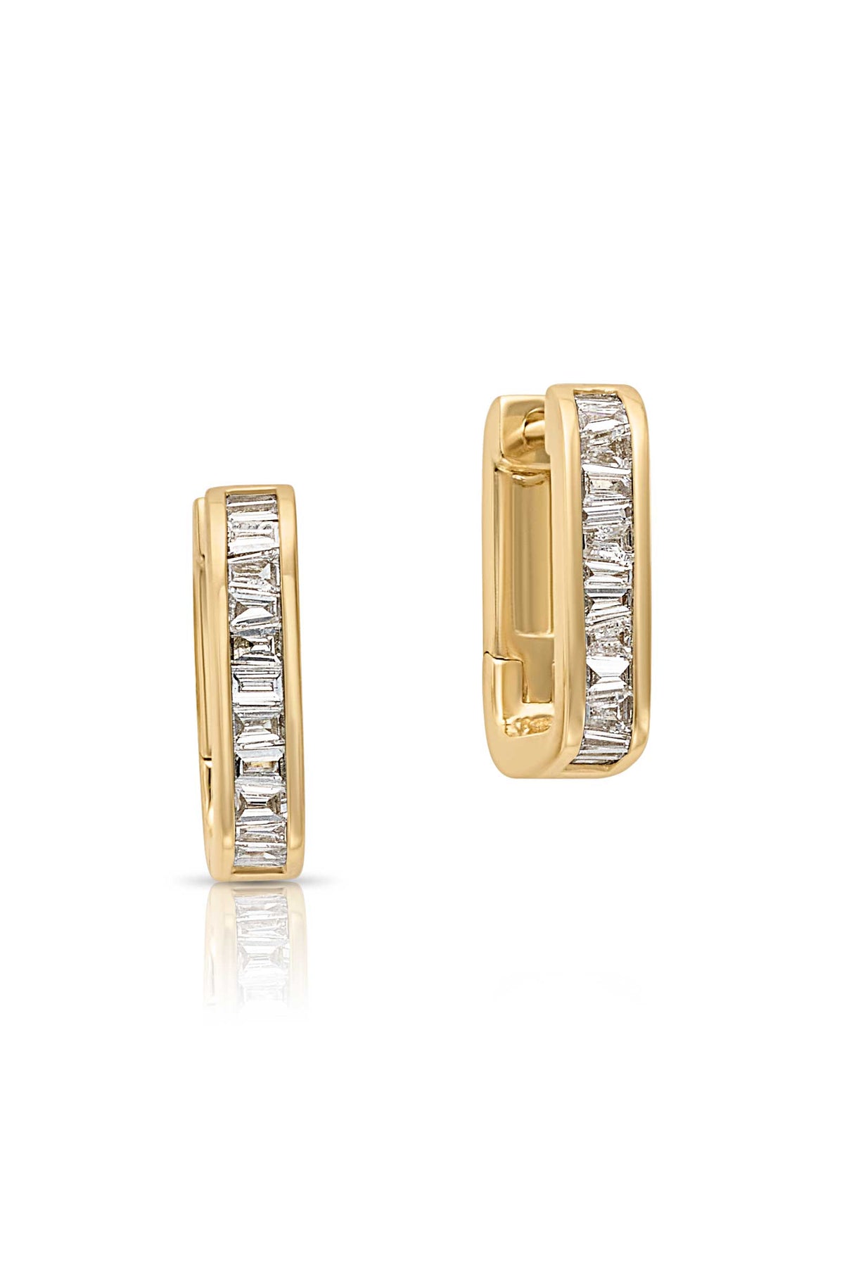 14KY Baguette Diamond Huggies