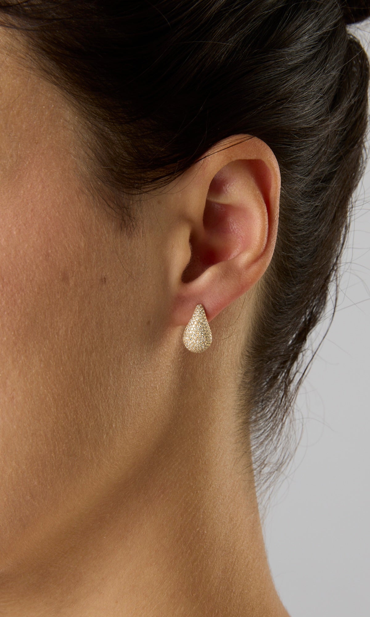 14KY Pave Diamond Tear Drop Earrings