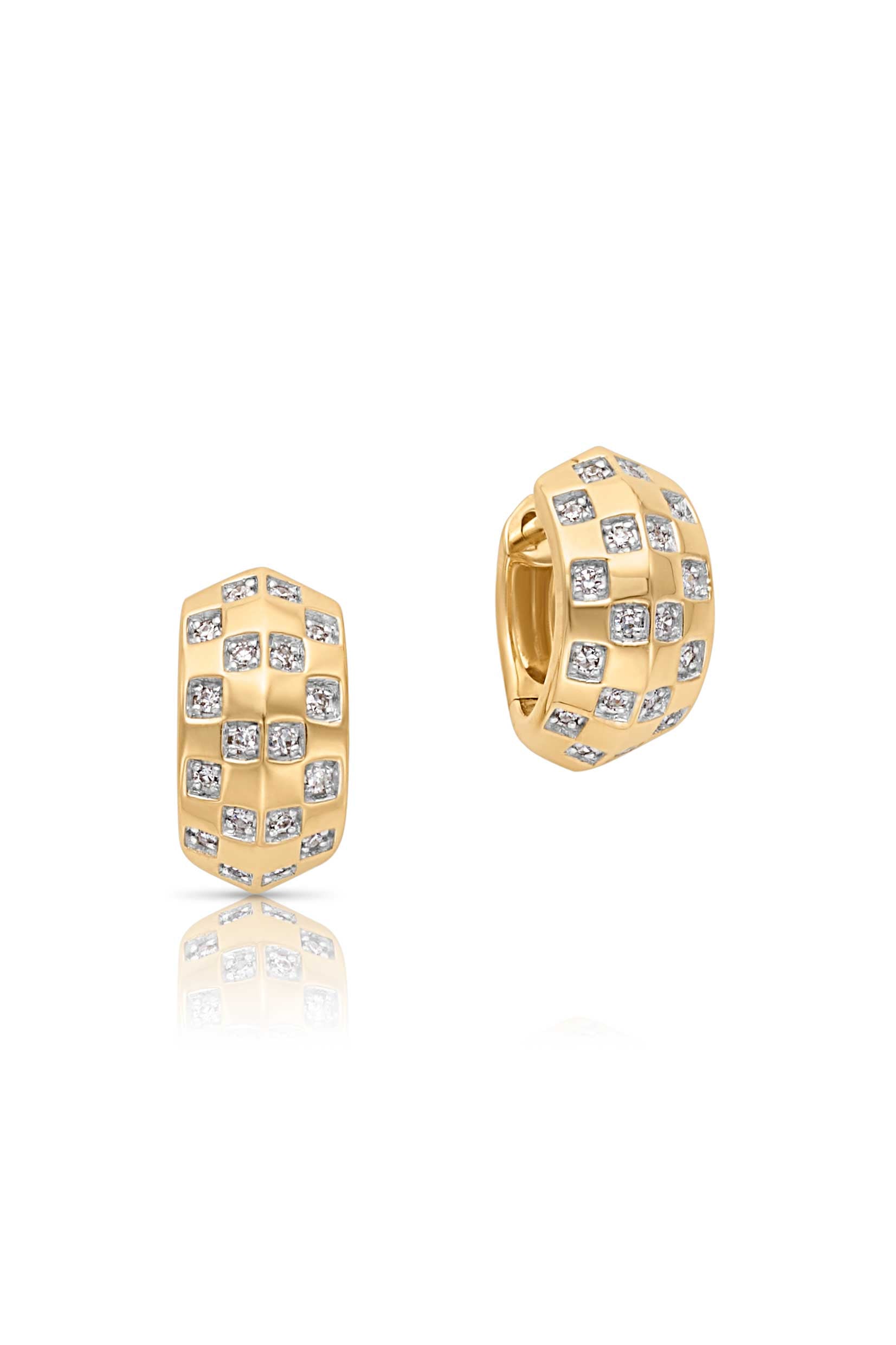 14KY Diamond Checkered Huggies