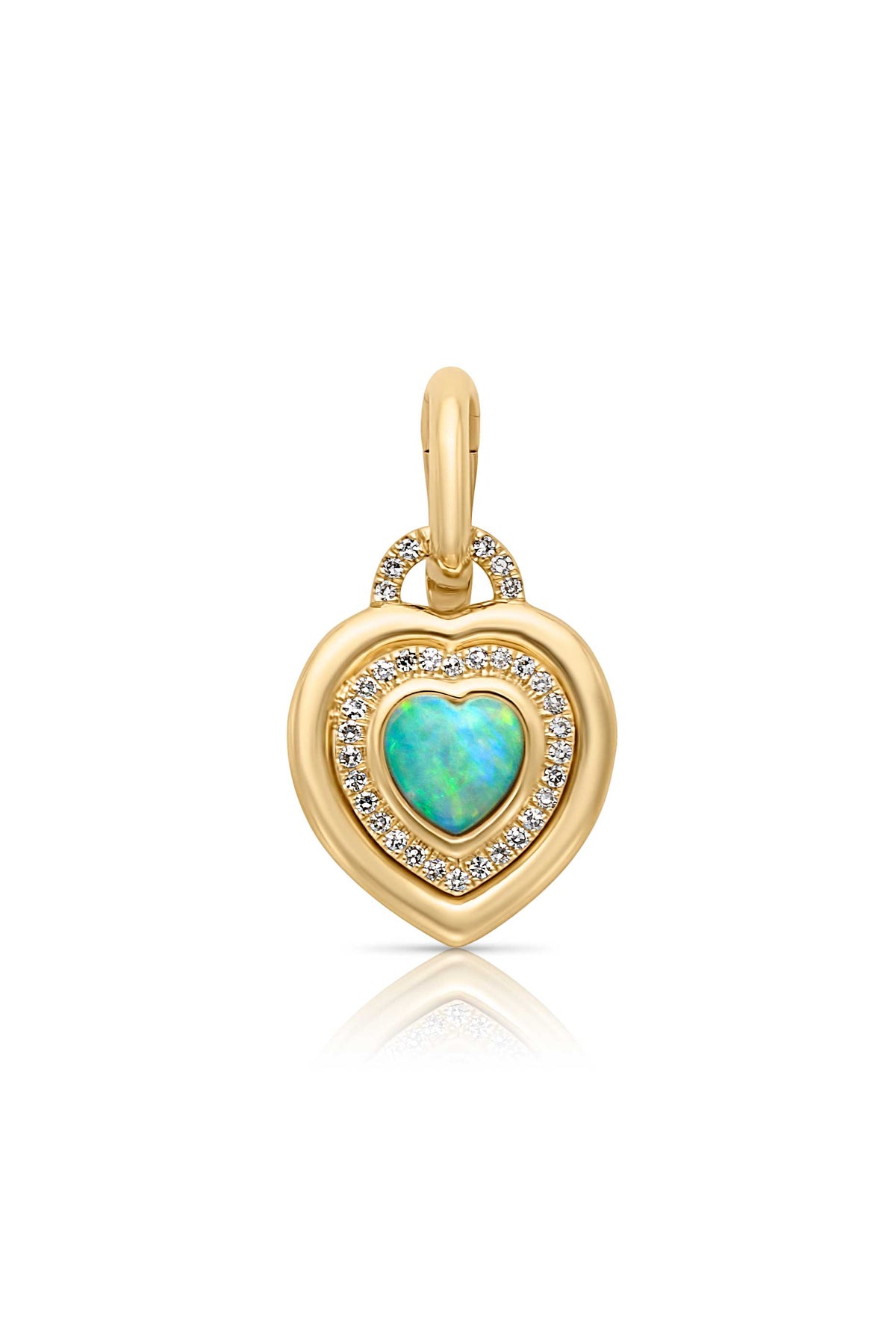 14KY Opal and Diamond Heart Charm