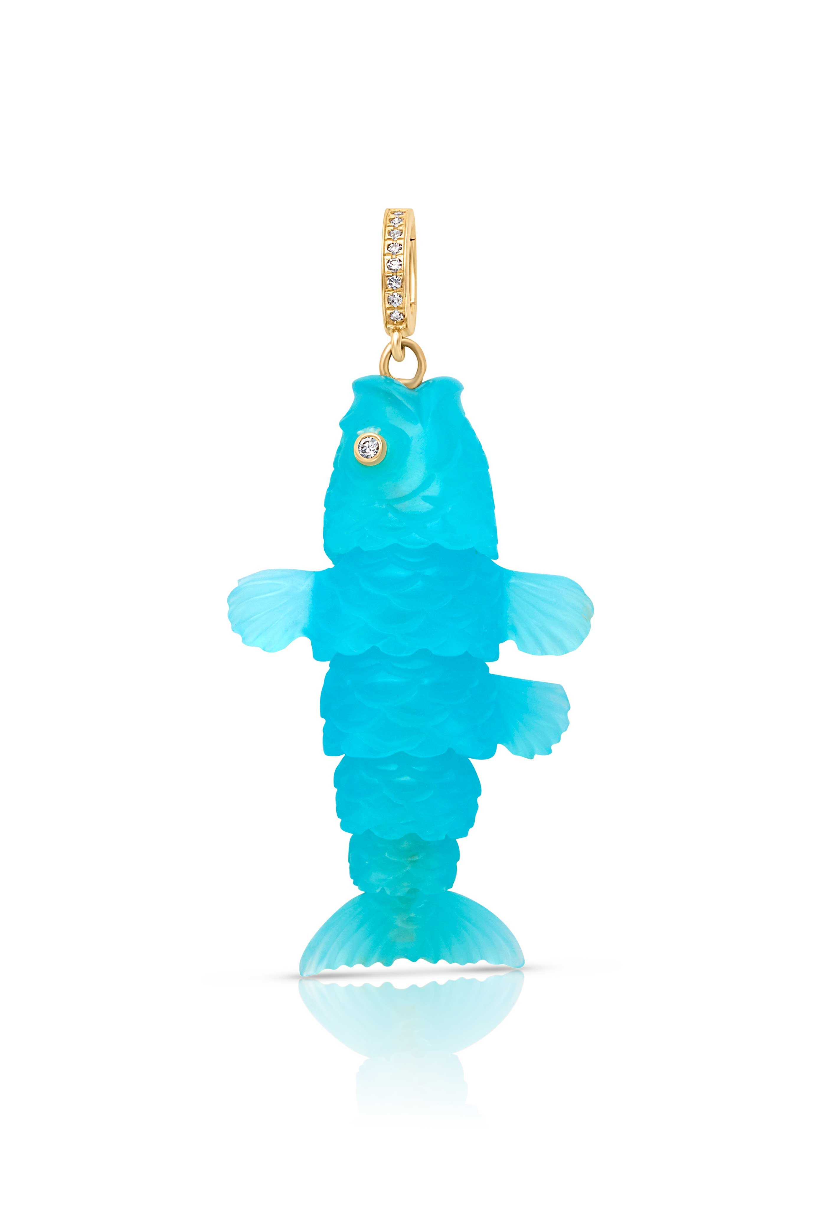 Articulated Fish in Pacific Blue Chalcedony