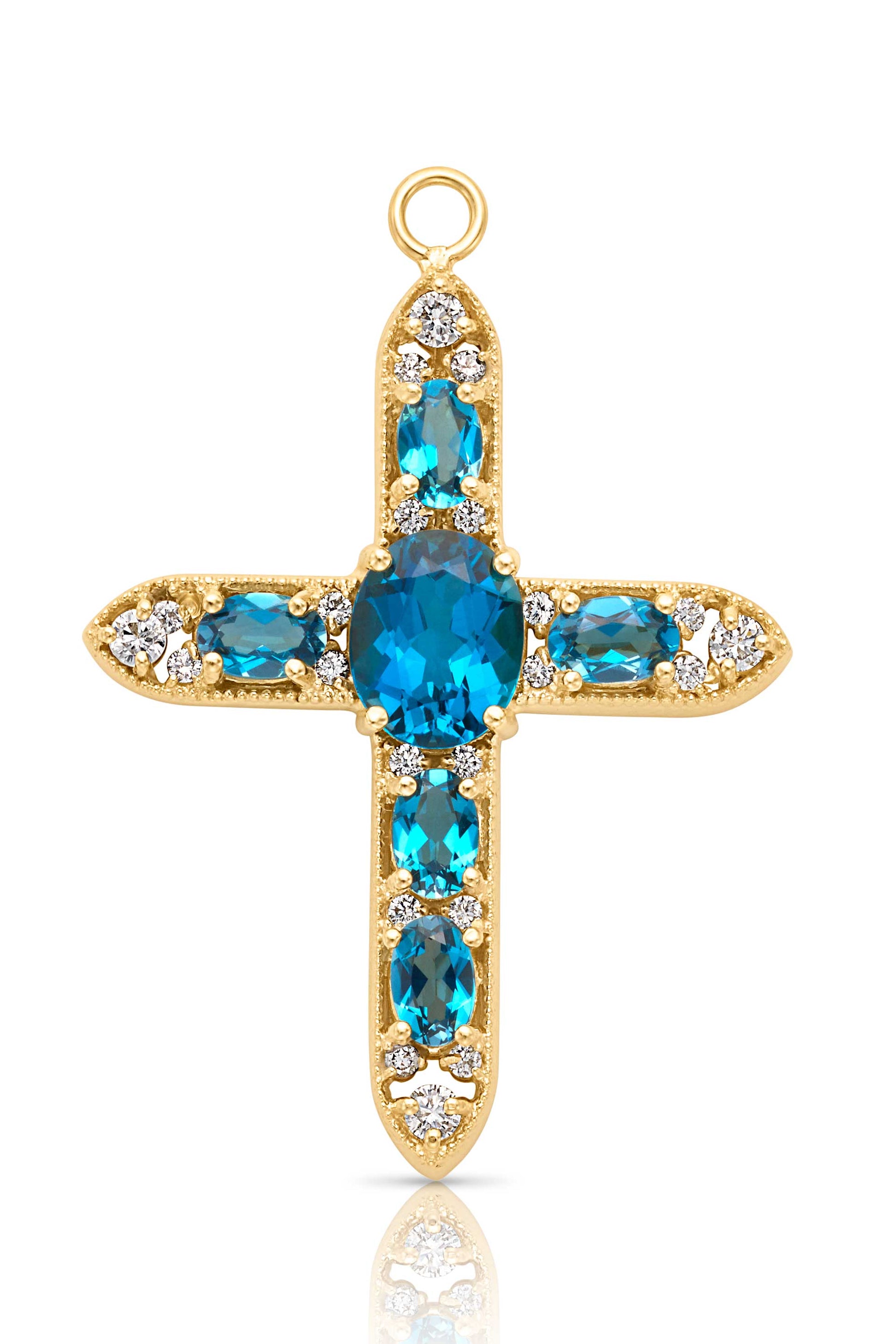 18KY Esther Cross with Blue Topaz