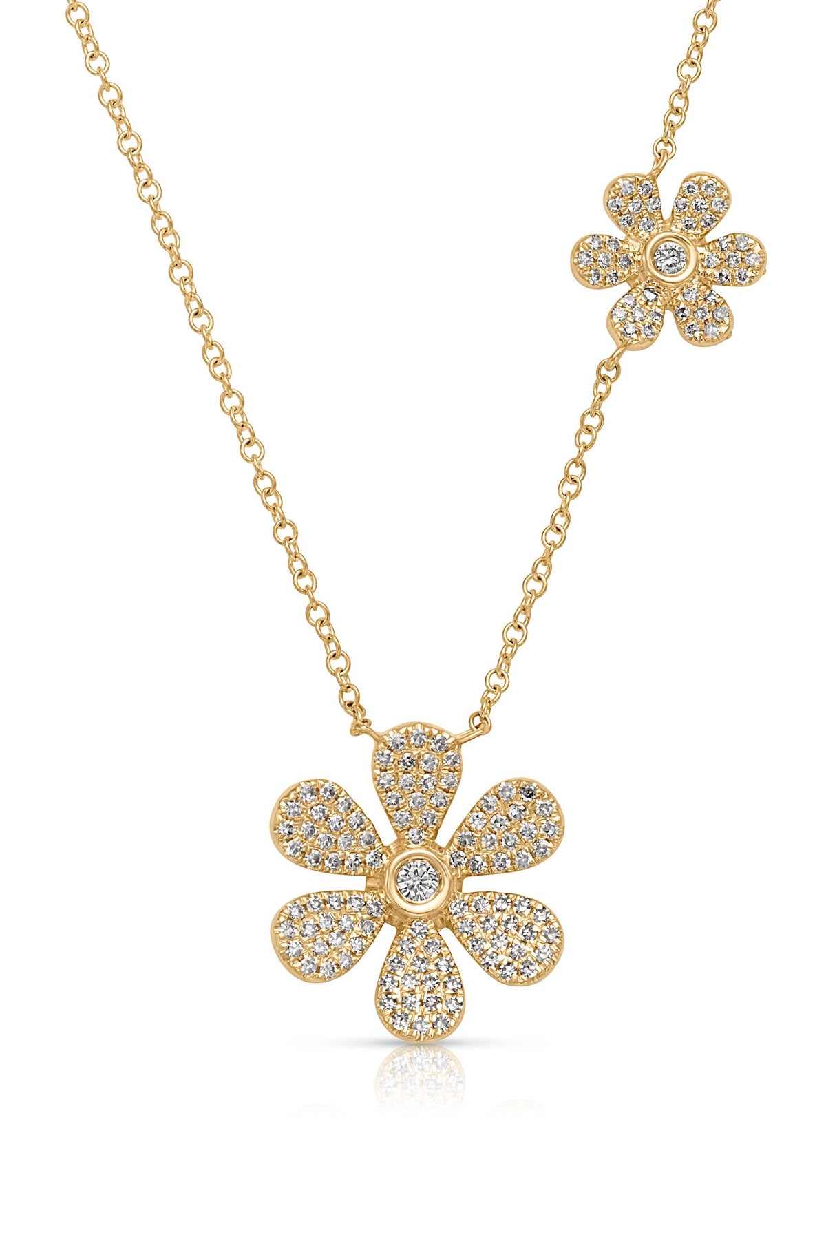 14KY Dbl Flower Diamond Neckla-Necklaces-Majolie-Susan Saffron Jewelry