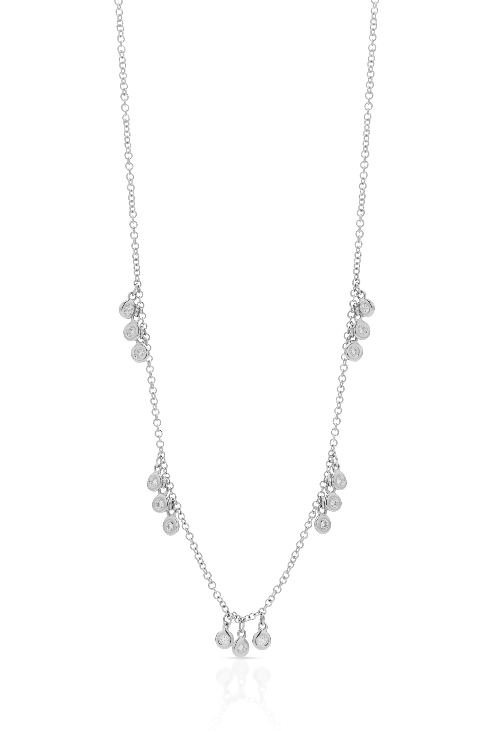 14KW Bezel Diamond Drop Necklace