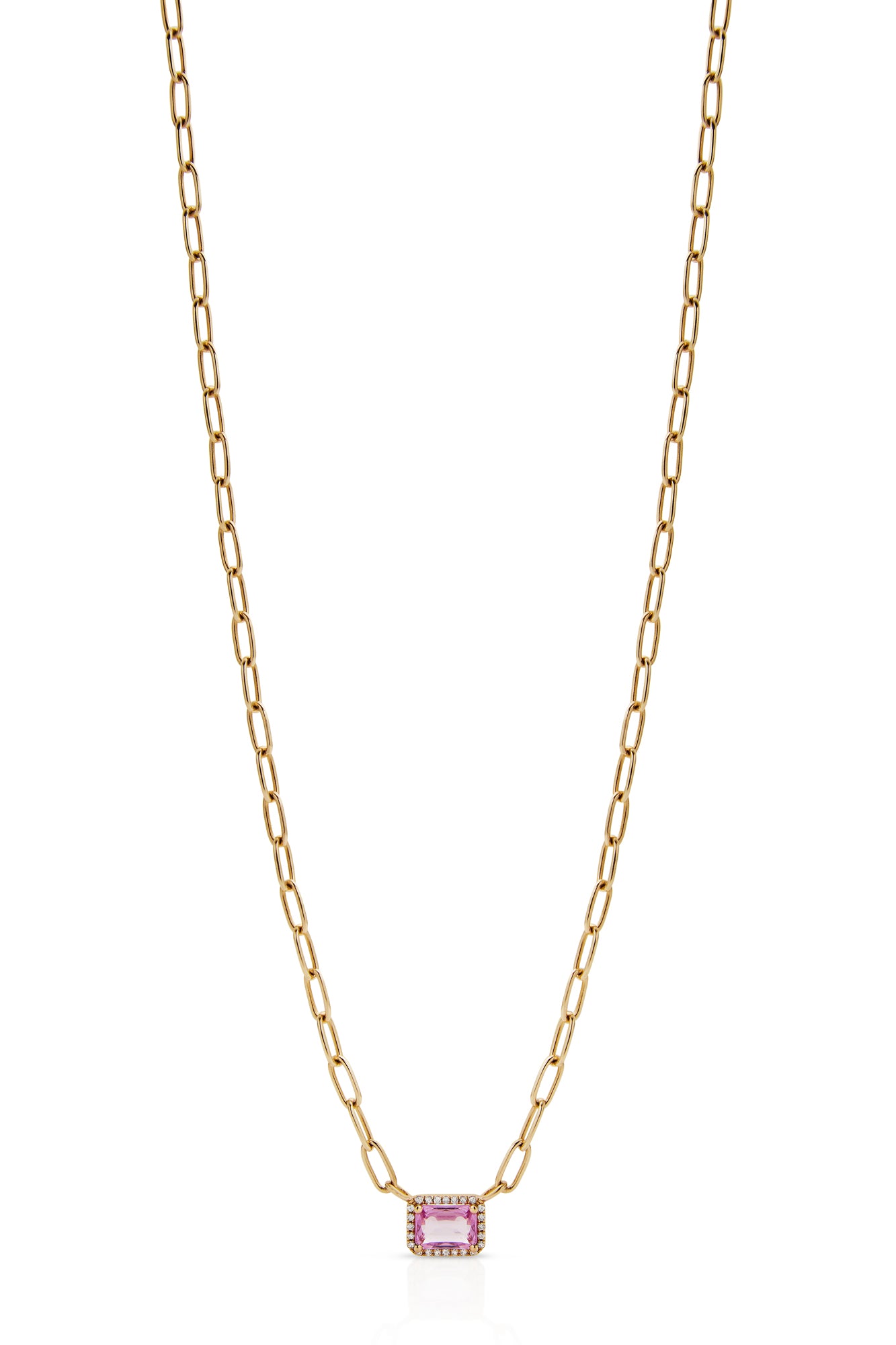 14KY Single Pink Sapphire Necklace