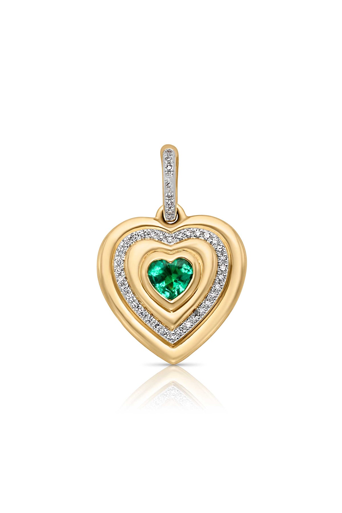 14KYW Emerald Diamond Heart Charm