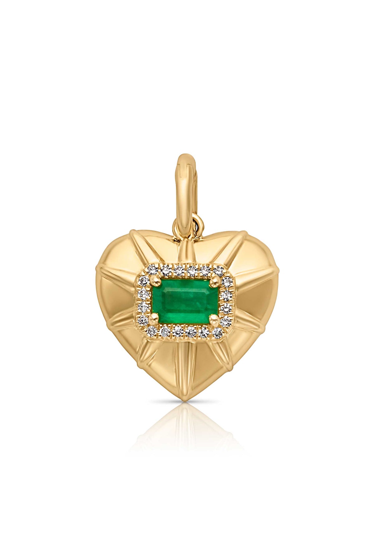 14KY Emerald Heart with Diamond Charm