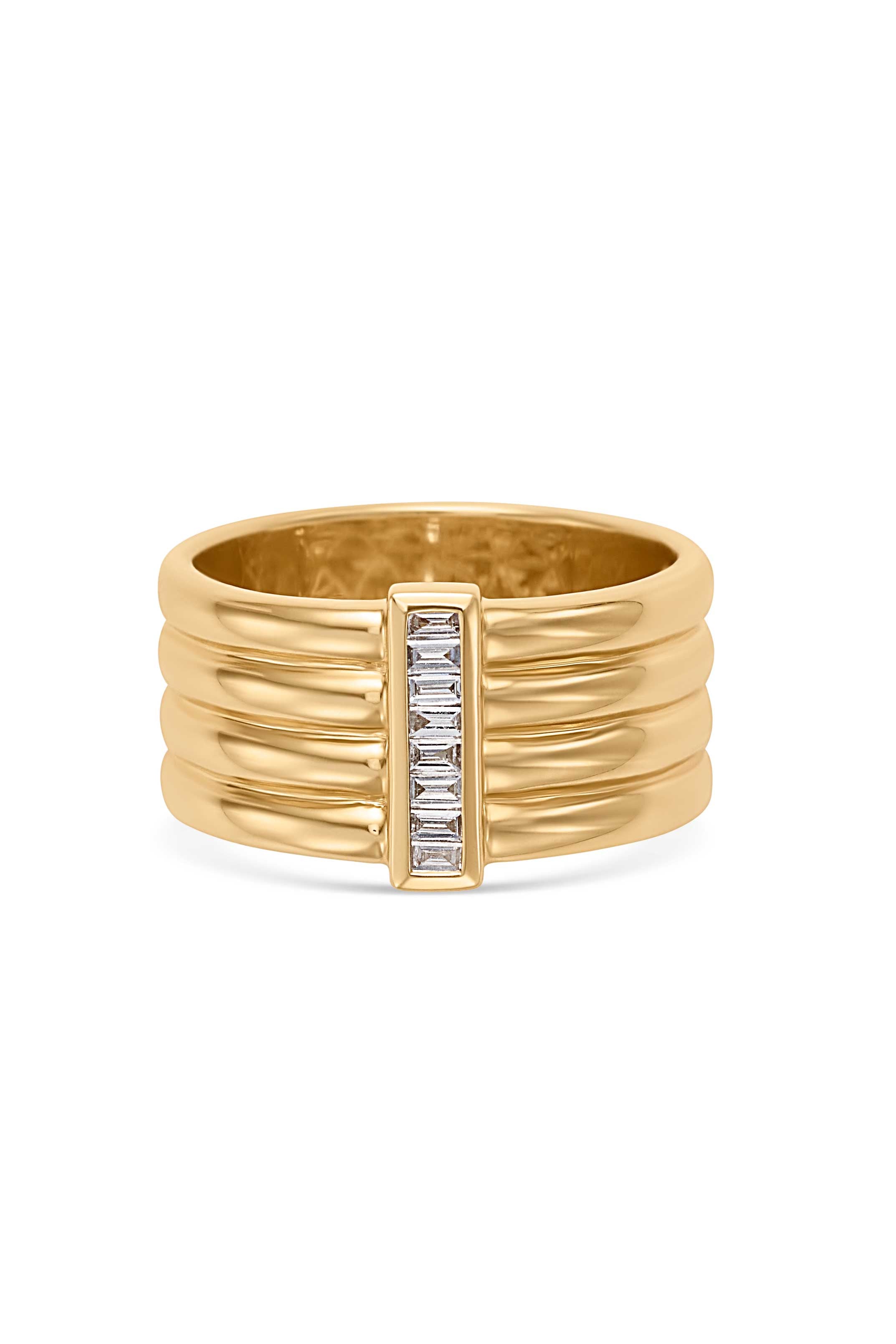 14KY Baguette Dia Ridged Ring