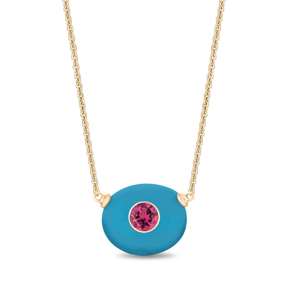 14KY Turquoise and Tourmaline Milestone Necklace-Necklaces-Mason and Books-Susan Saffron Jewelry