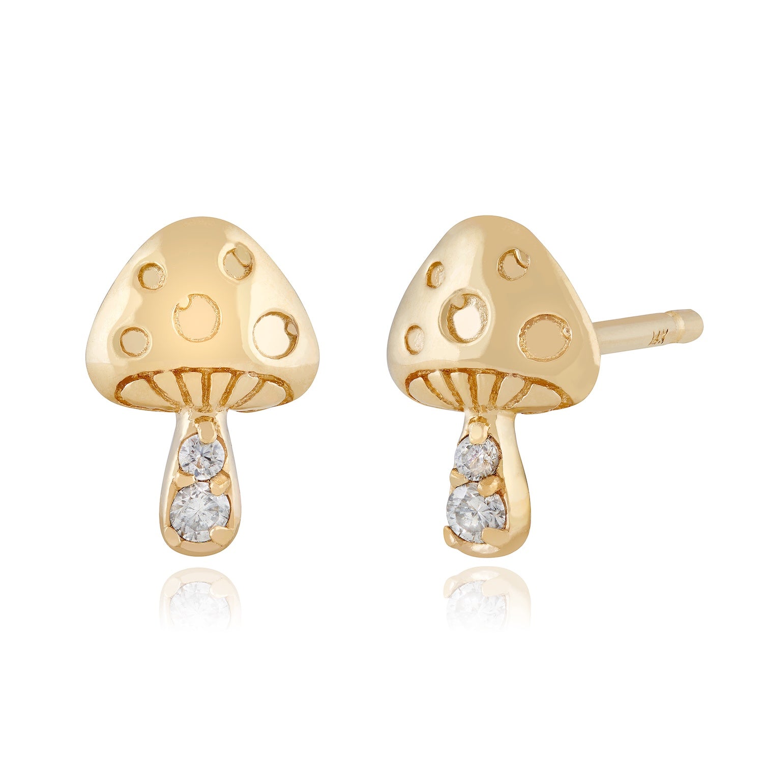 14KY Mini Mushroom Studs-Earrings-Maura Green-Susan Saffron Jewelry