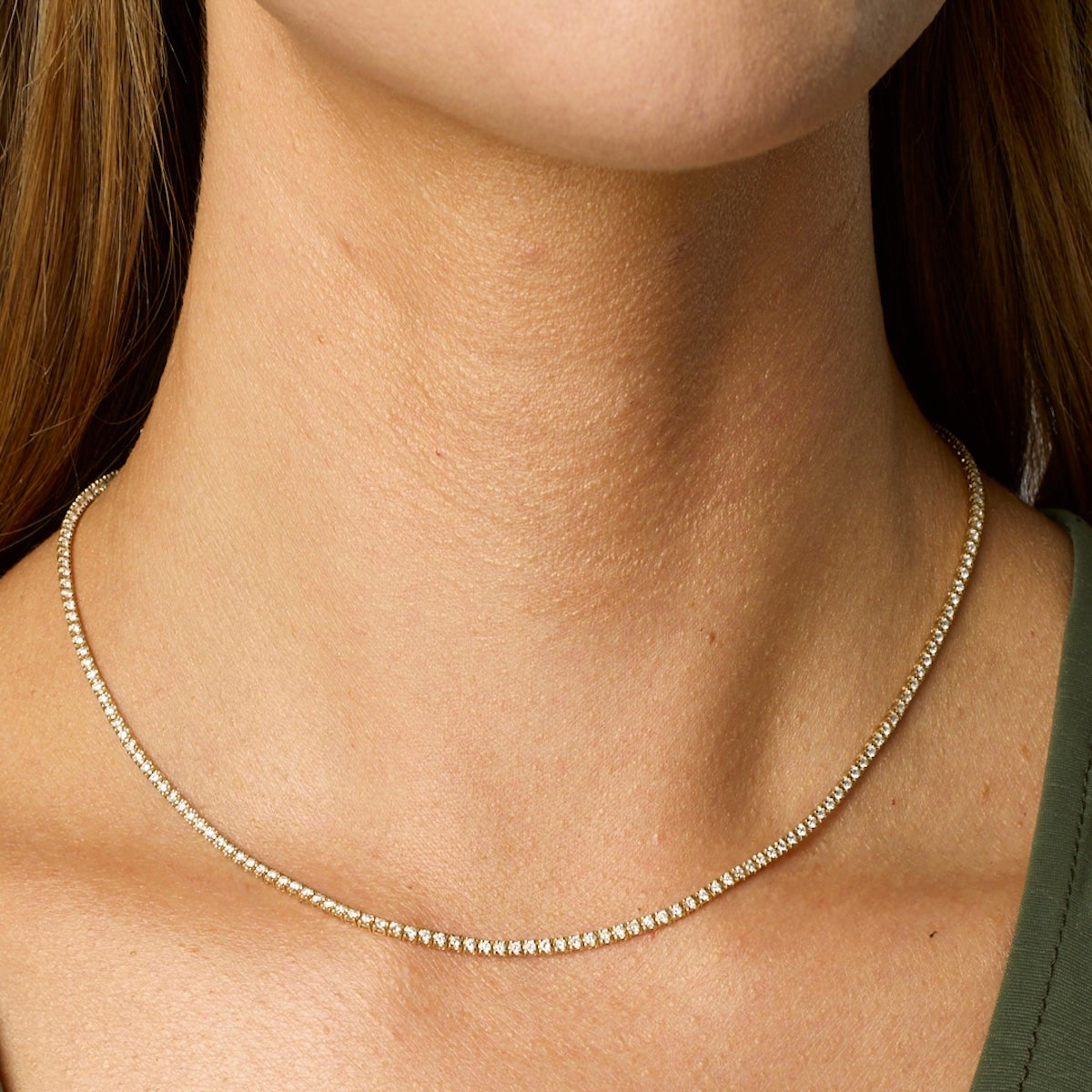 14KY Slim Tennis Neck 2.25ctw-Necklaces-SDC Creations-Susan Saffron Jewelry
