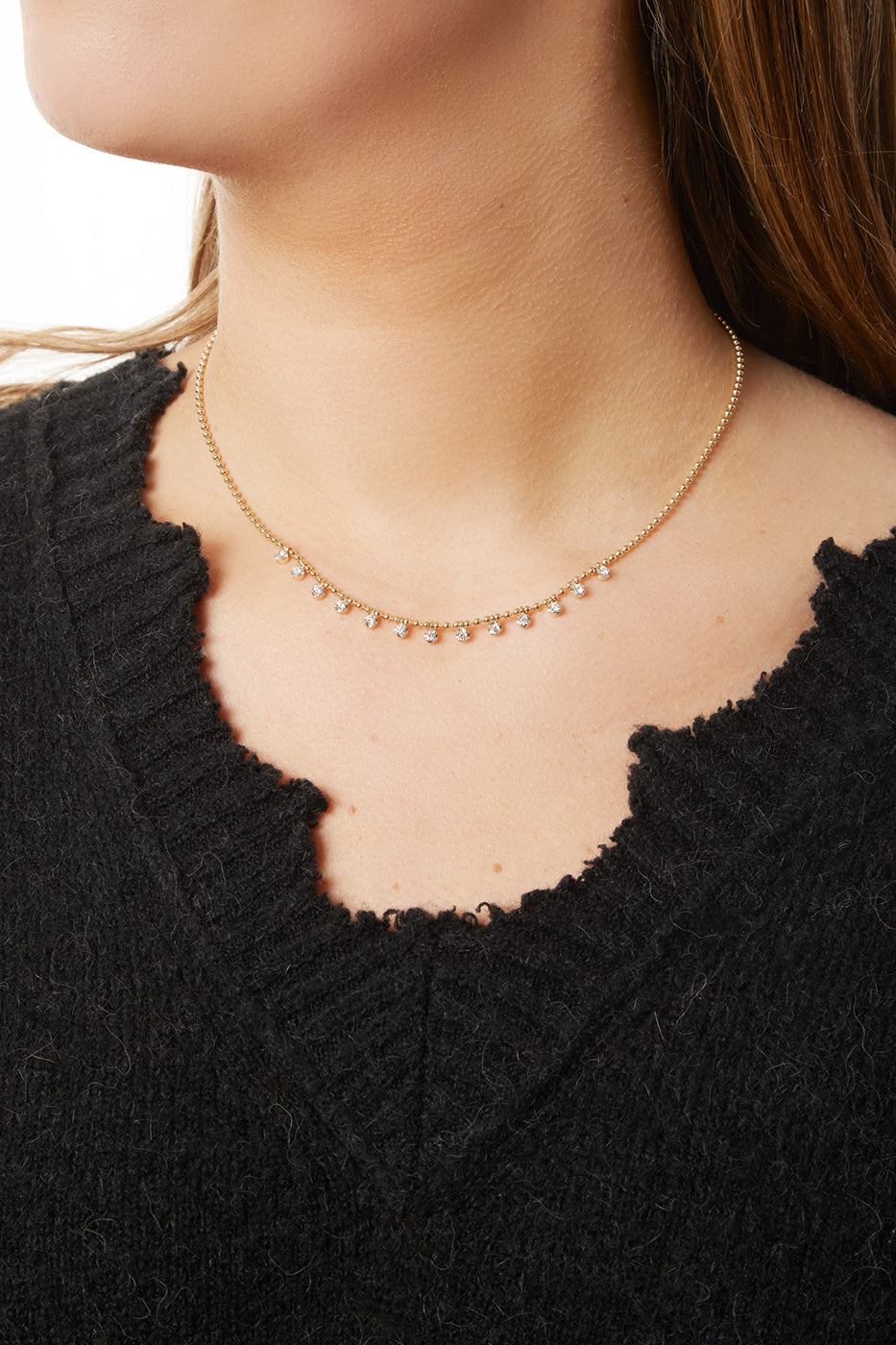 14KY Diamond Drop Station Necklace-Necklaces-Gabriel & Co.-Susan Saffron Jewelry