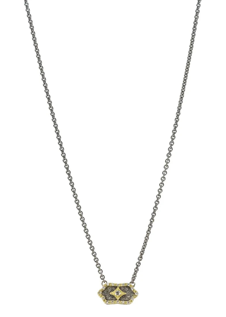 18KY and Sterling Silver Champagne Diamond Necklace