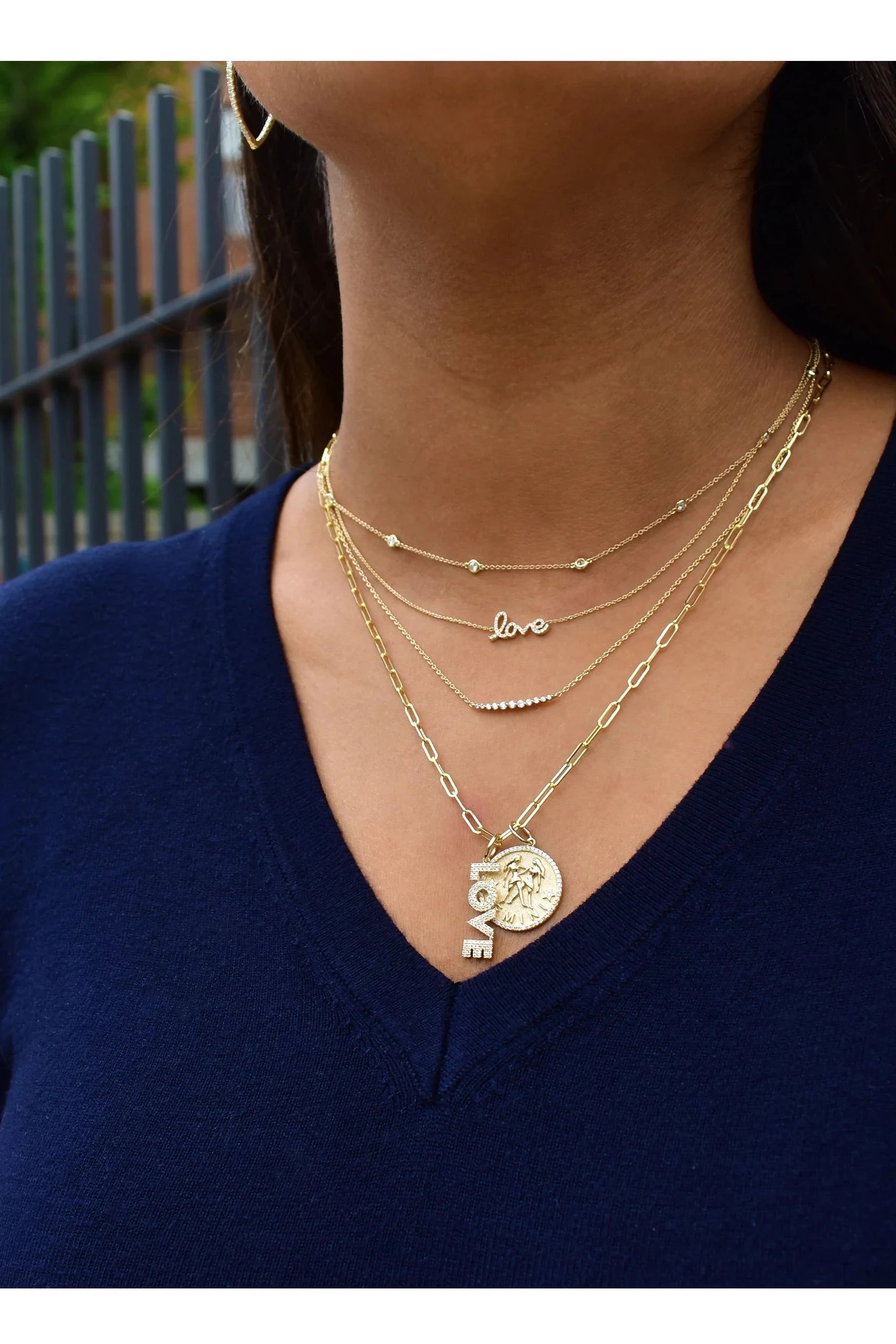 14KY Horizontal Diamond Love Charm