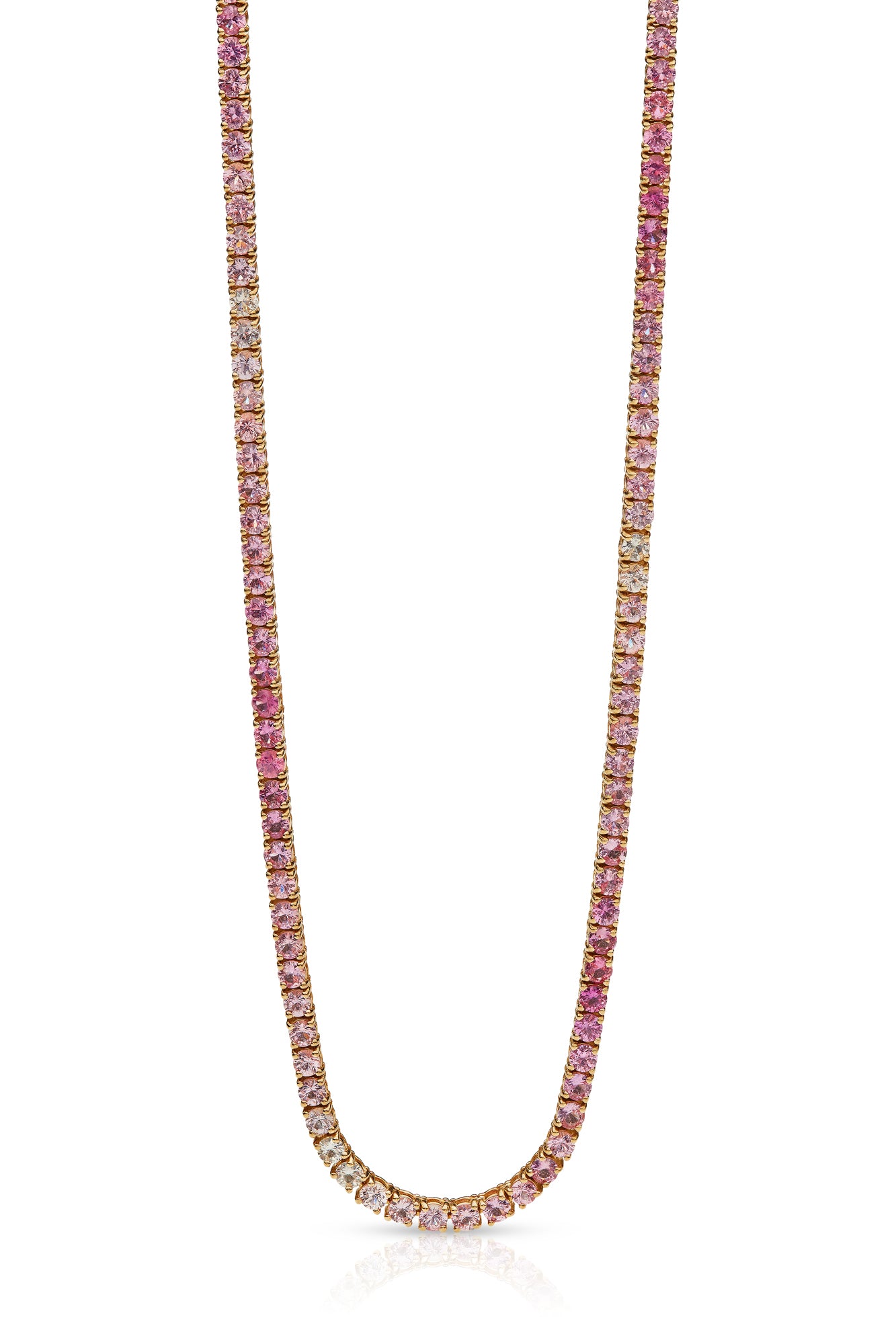 14KY Ombre Pink Sapphire Tennis Necklace