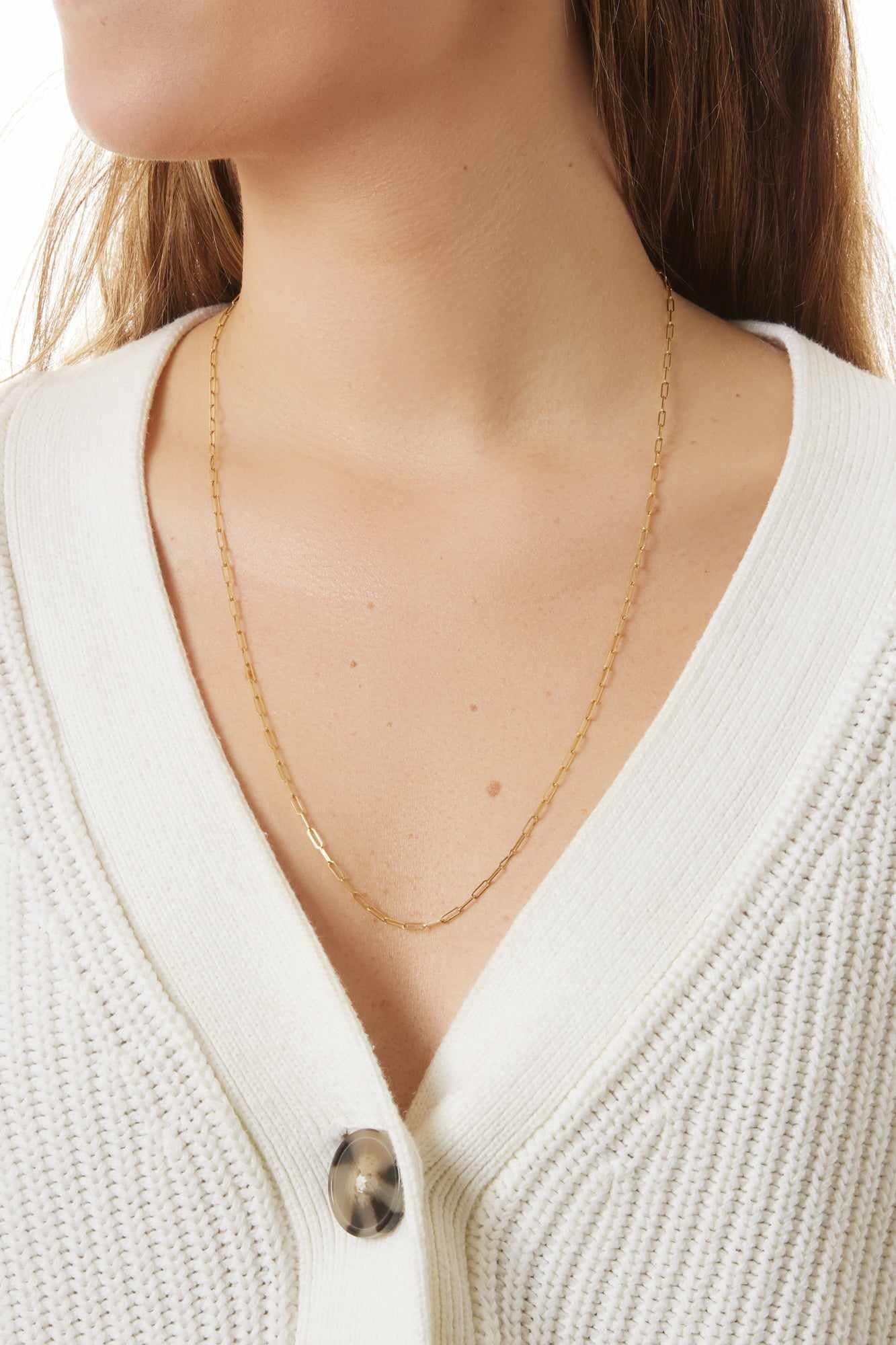 14KY 2.1mm Paperclip Link Necklace