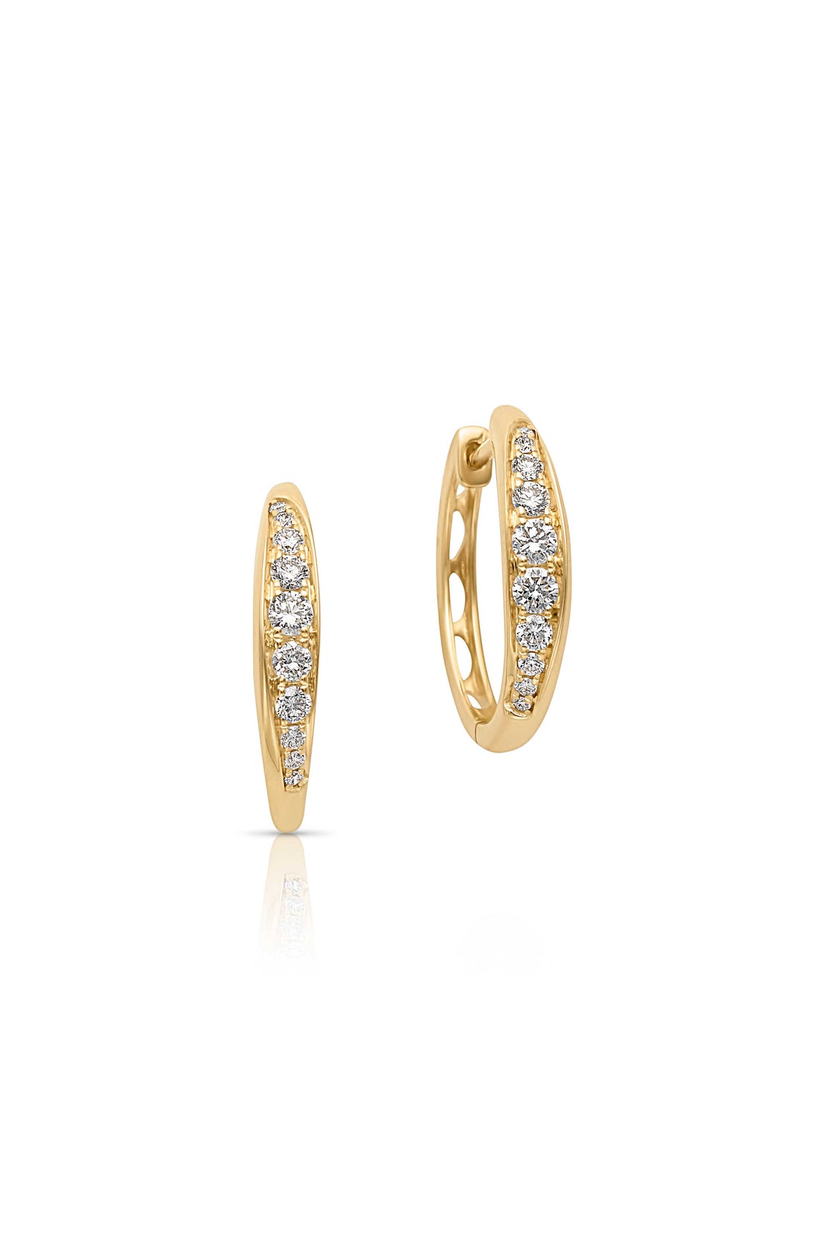 14KY Tapered Diamond Channel Hoops