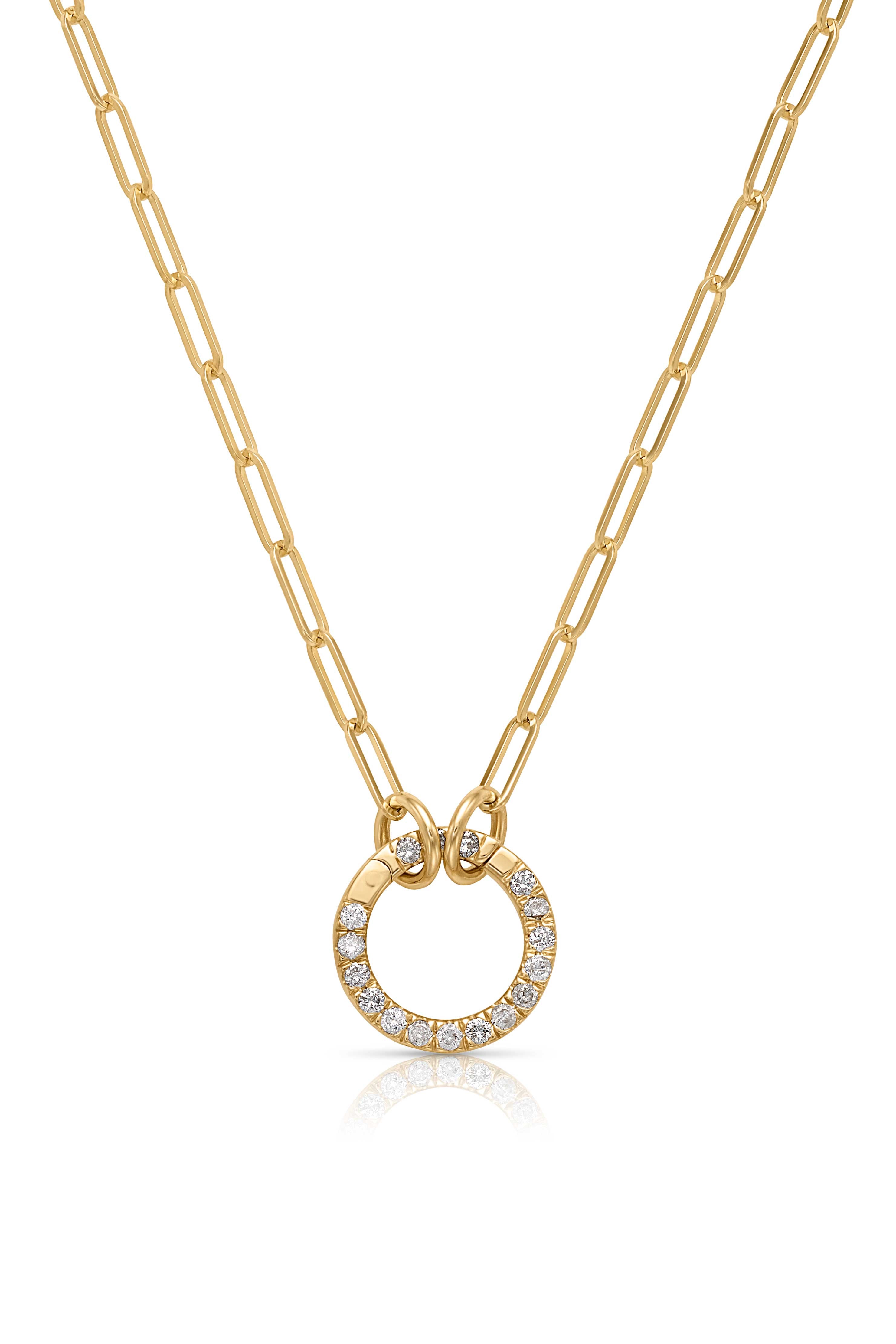 14KY Paperclip Chain with Diamond Connector