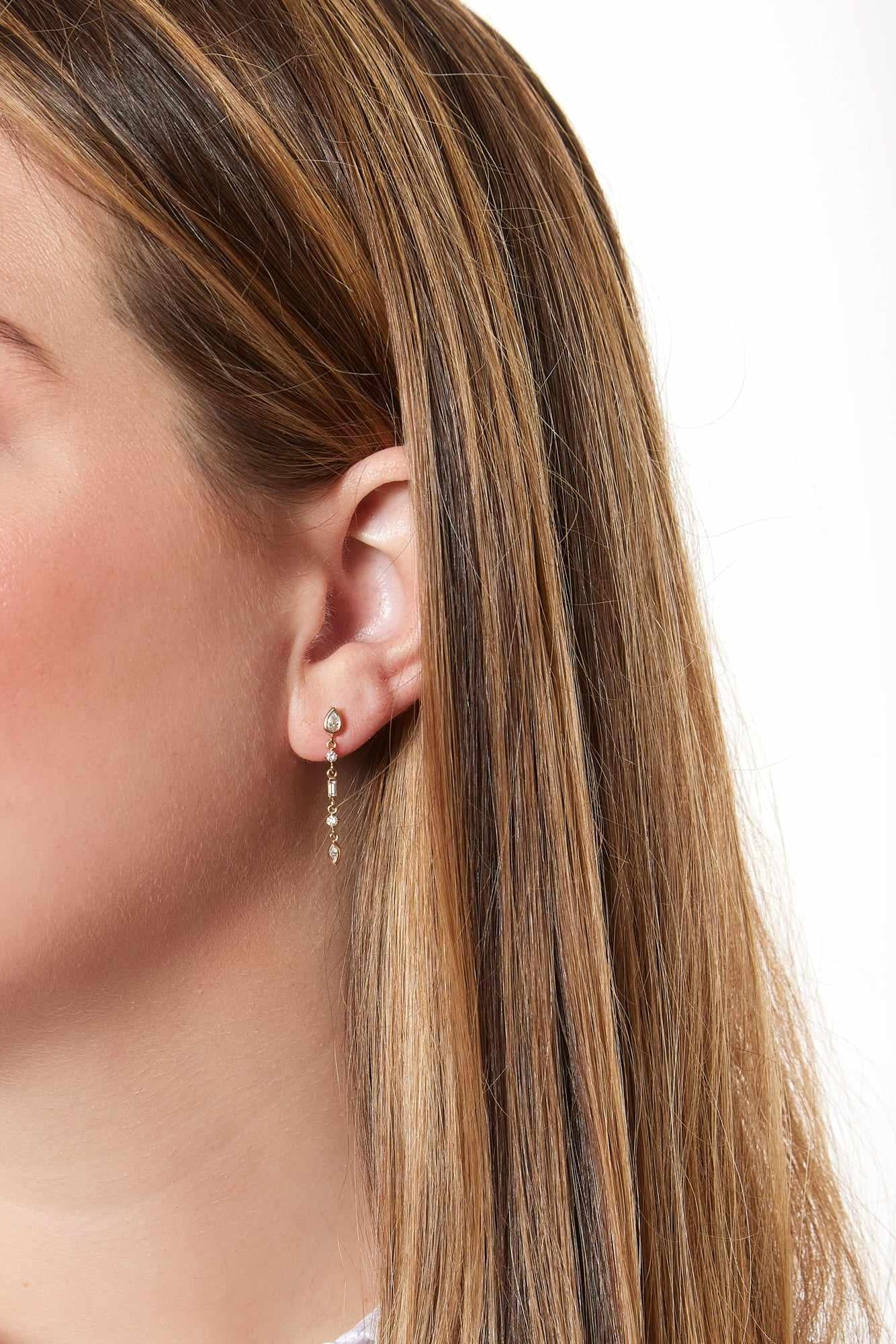 14KY Linked Mixed Diamond Medium Drop Earrings-Earrings-Zoe Chicco-Susan Saffron Jewelry