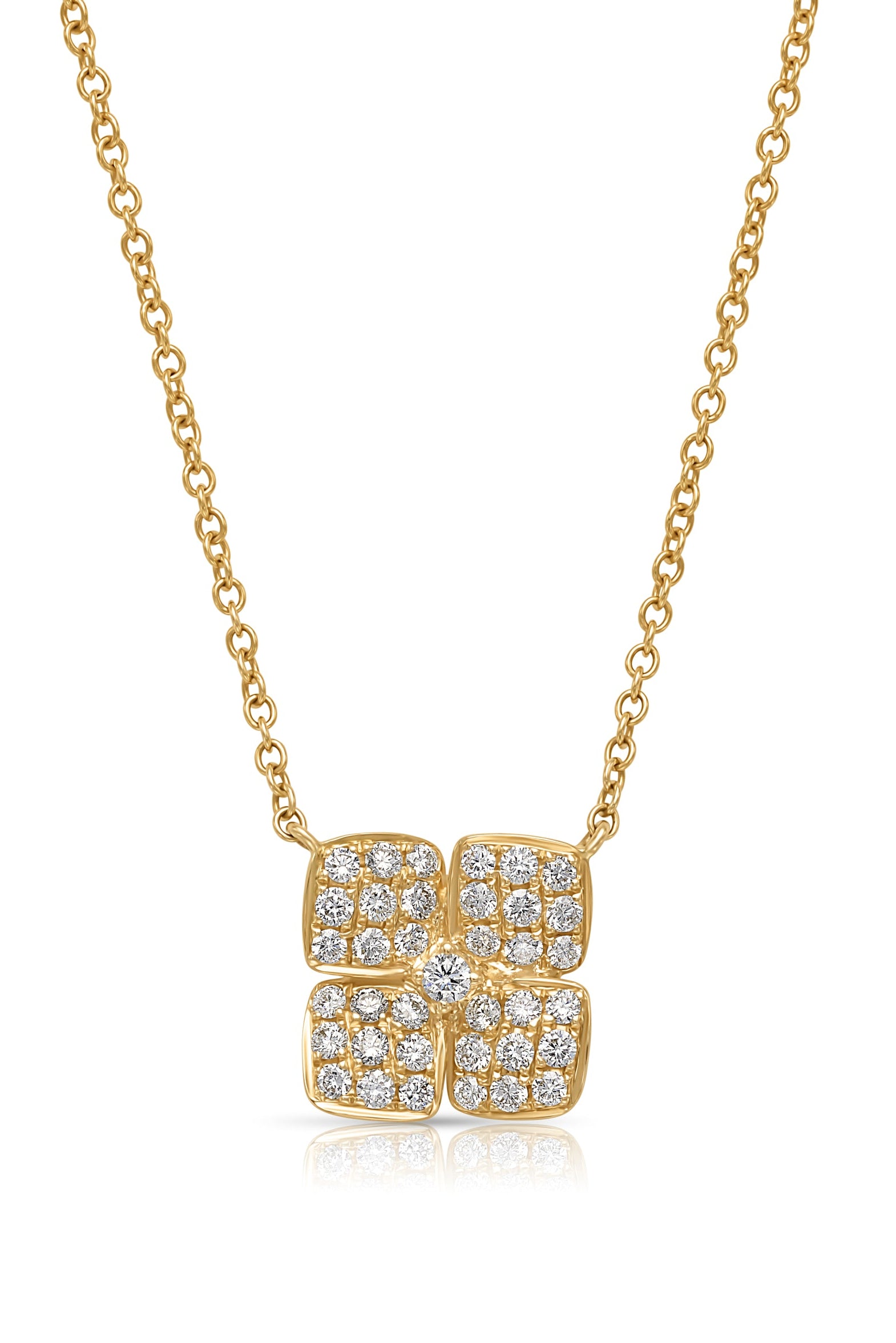 14KY 4 Petal Diamond Flower Necklace - 14K Yellow Gold - Necklace - by Uneek - Susan Saffron Jewelry Dallas
