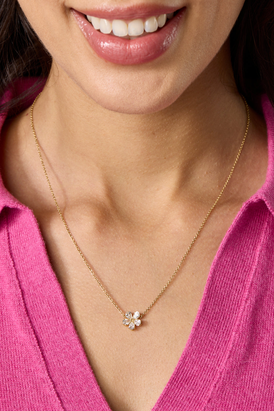 18KY Floral Drop Pendant - Image 2 | Necklace | Susan Saffron Jewelry
