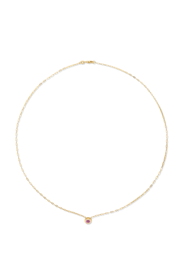 14KY Pink Sapphire Bezel Necklace