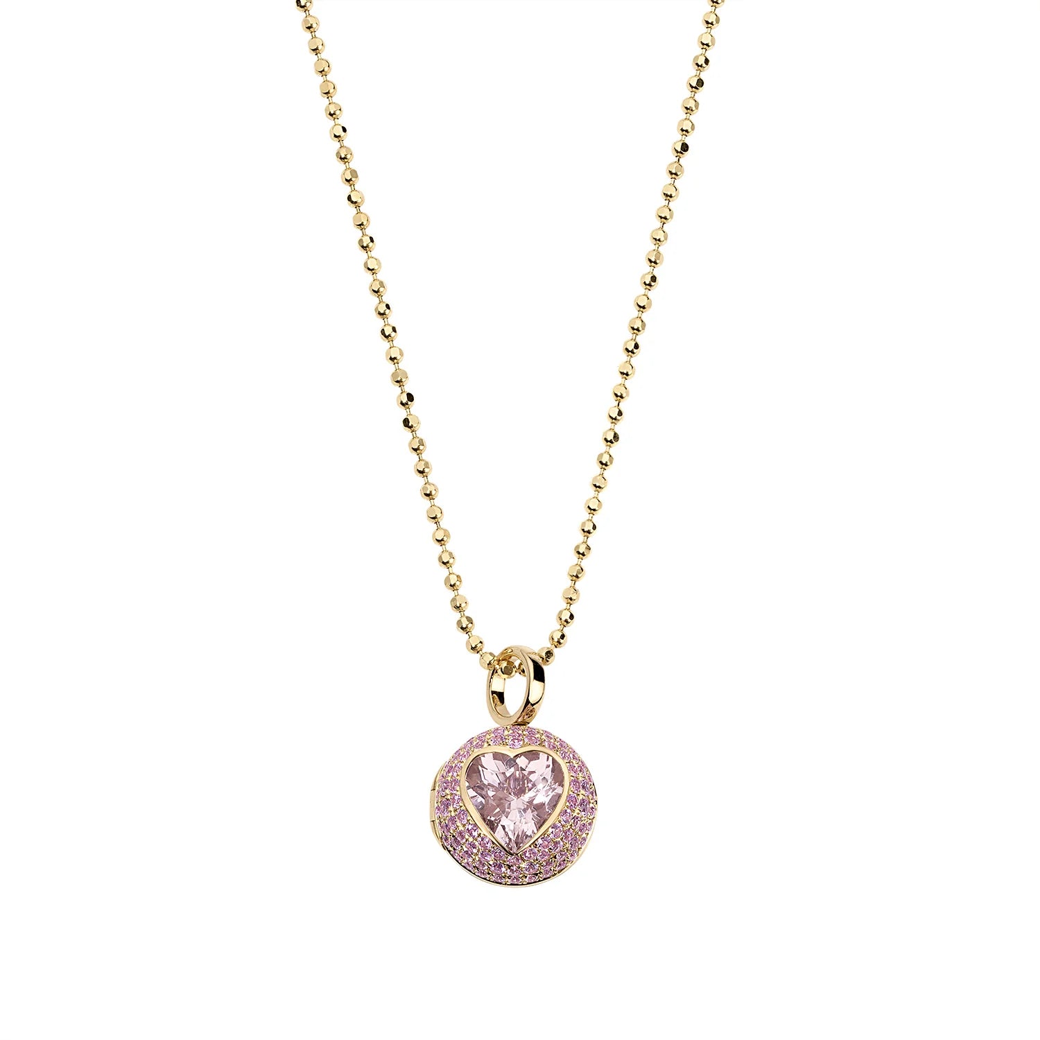 18KY Morganite "Peekaboo" Heart Locket