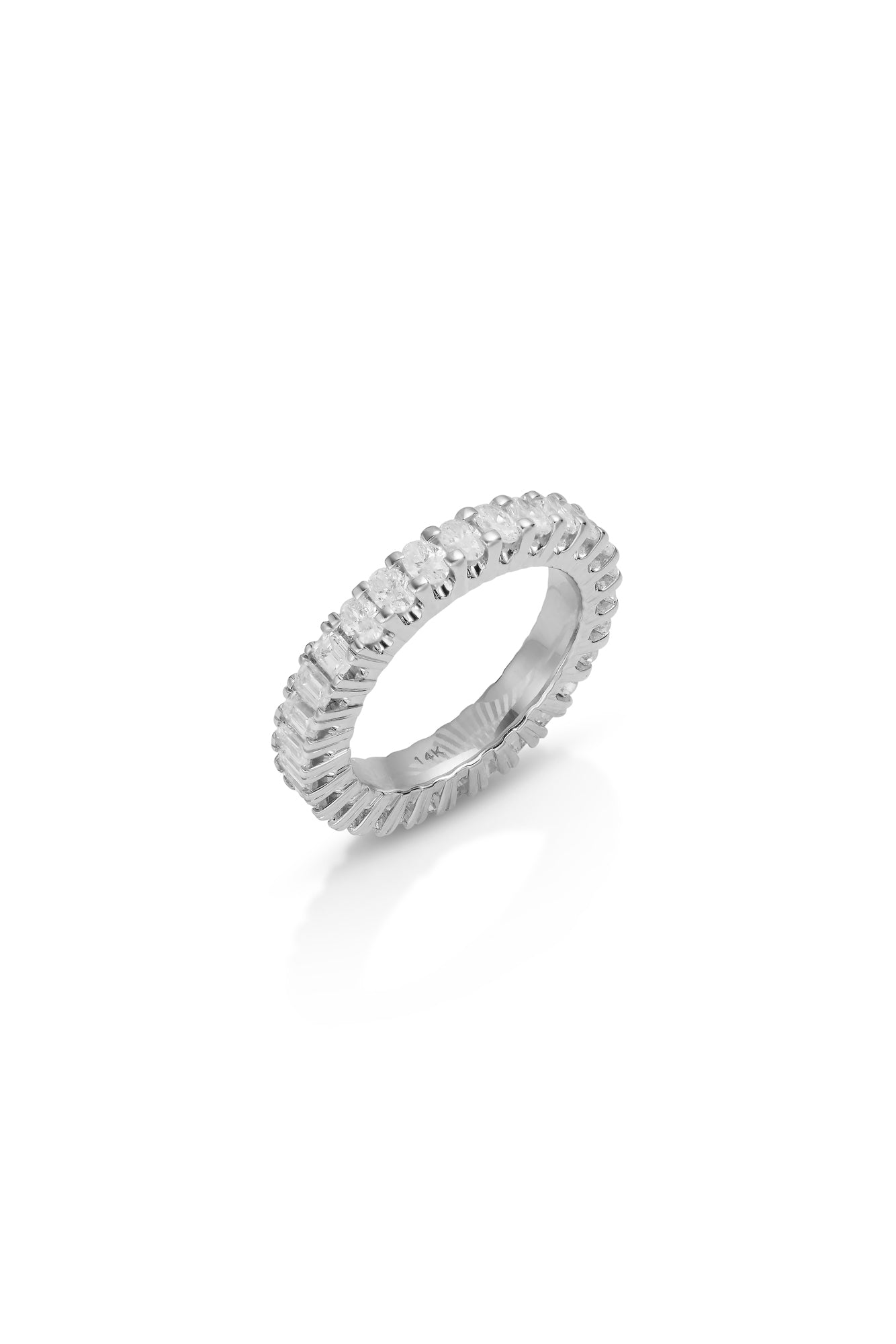 14KW Half Oval Half Emerald Cut Eternity Band