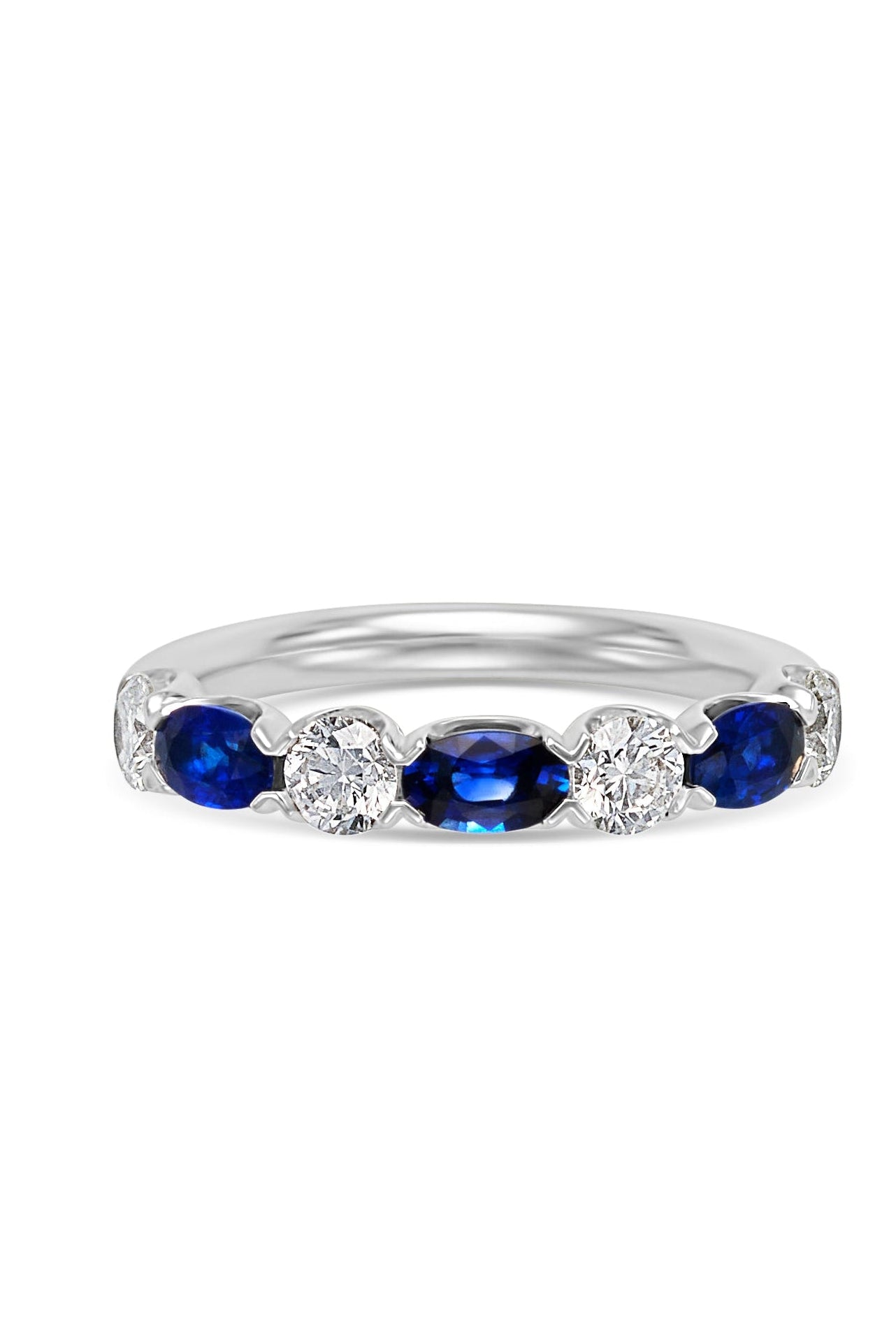 18KW Oval Sapphire Band with Diamonds