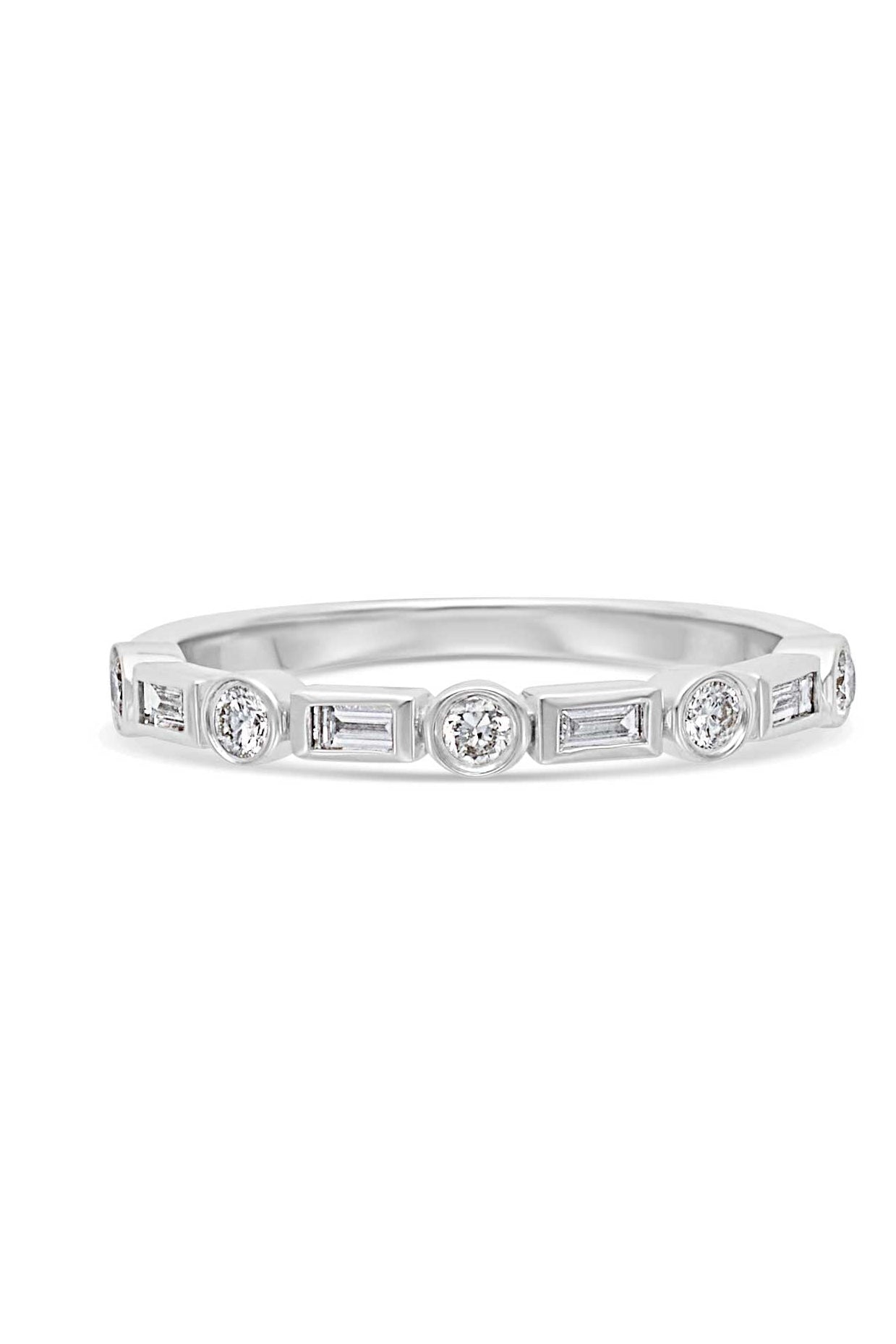 14K Baguette and Round Diamond Band