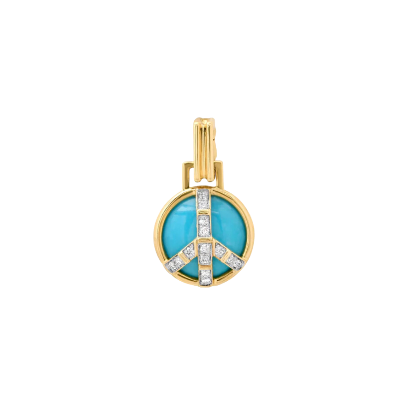 14KY Mini Peace Pendant Turquoise and Diamond - Helena Rose