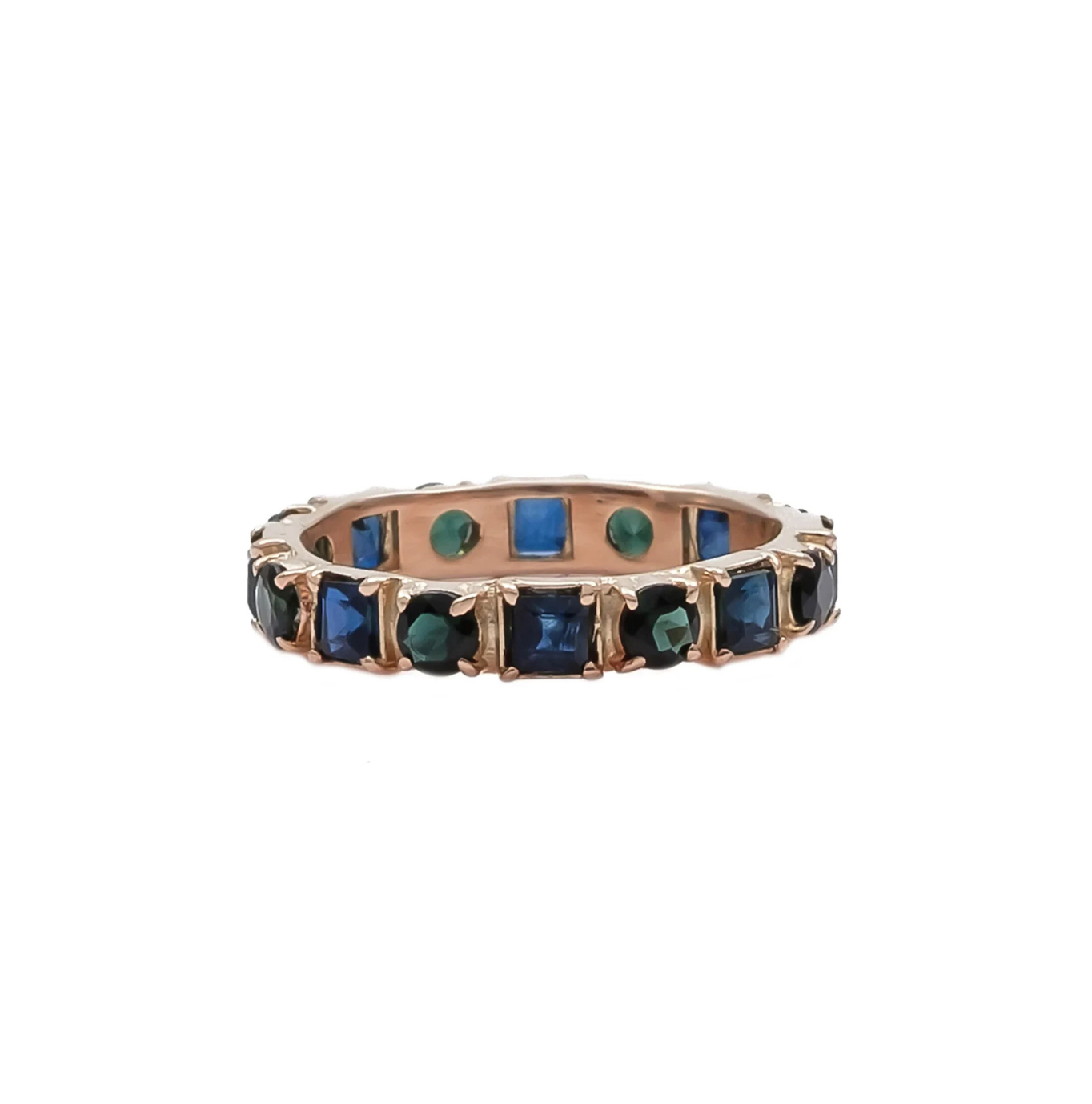 14KR Blue Sapphire and Tourmaline Stack Band Ring