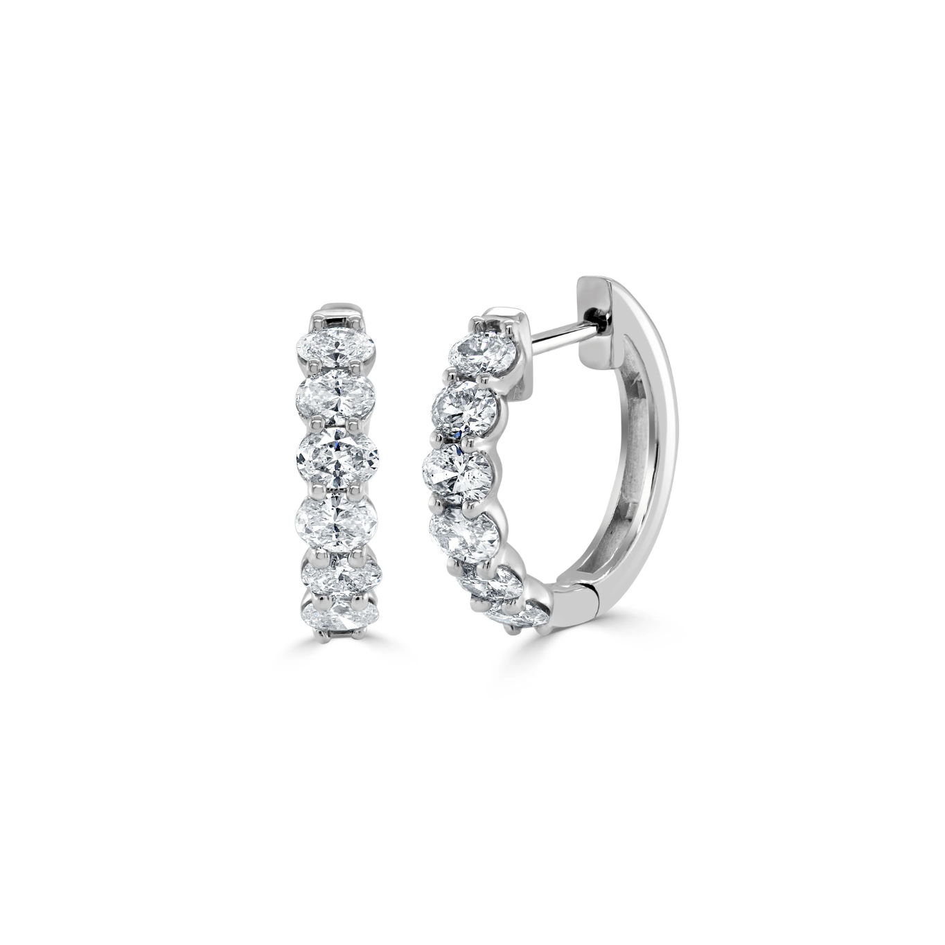 14KW Oval Diamond Huggies