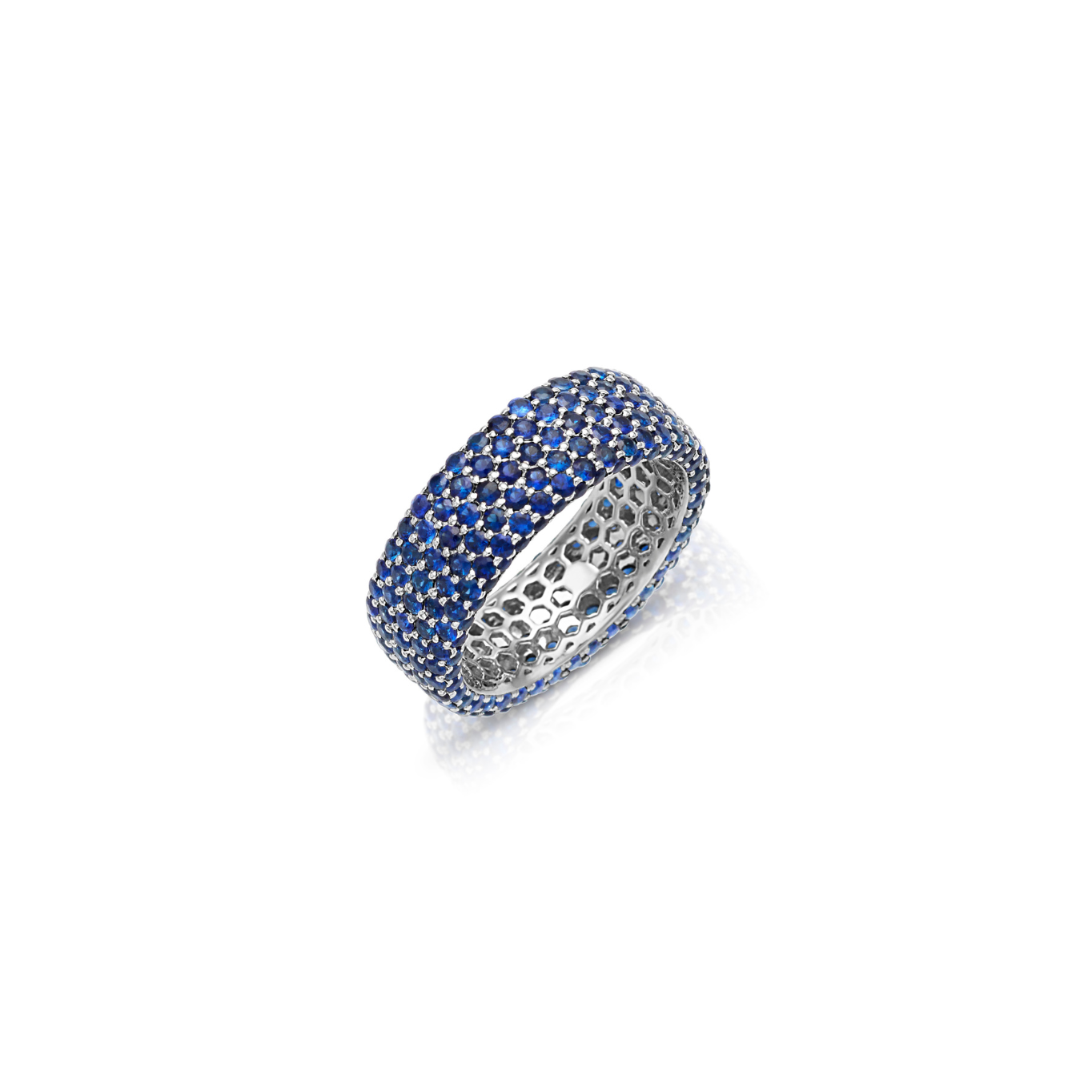 14KW Large Pave Sapphire Band
