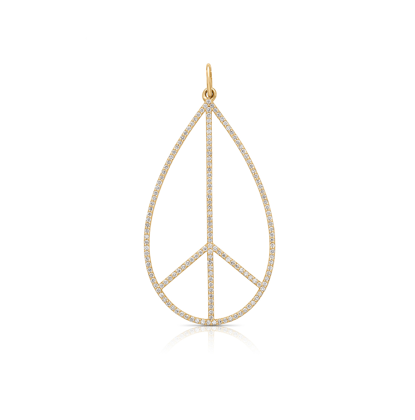 14KY Elongated Pave Peace Sign