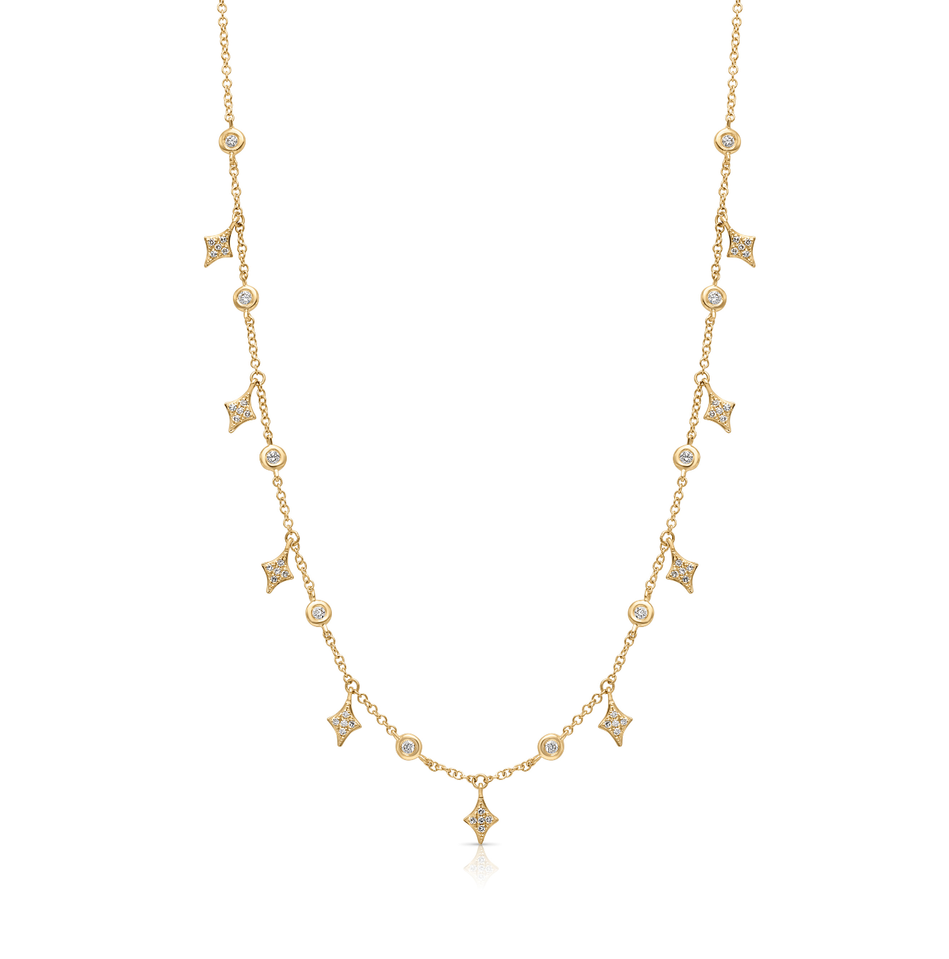 14KY Diamond Rhombus Drop Necklace