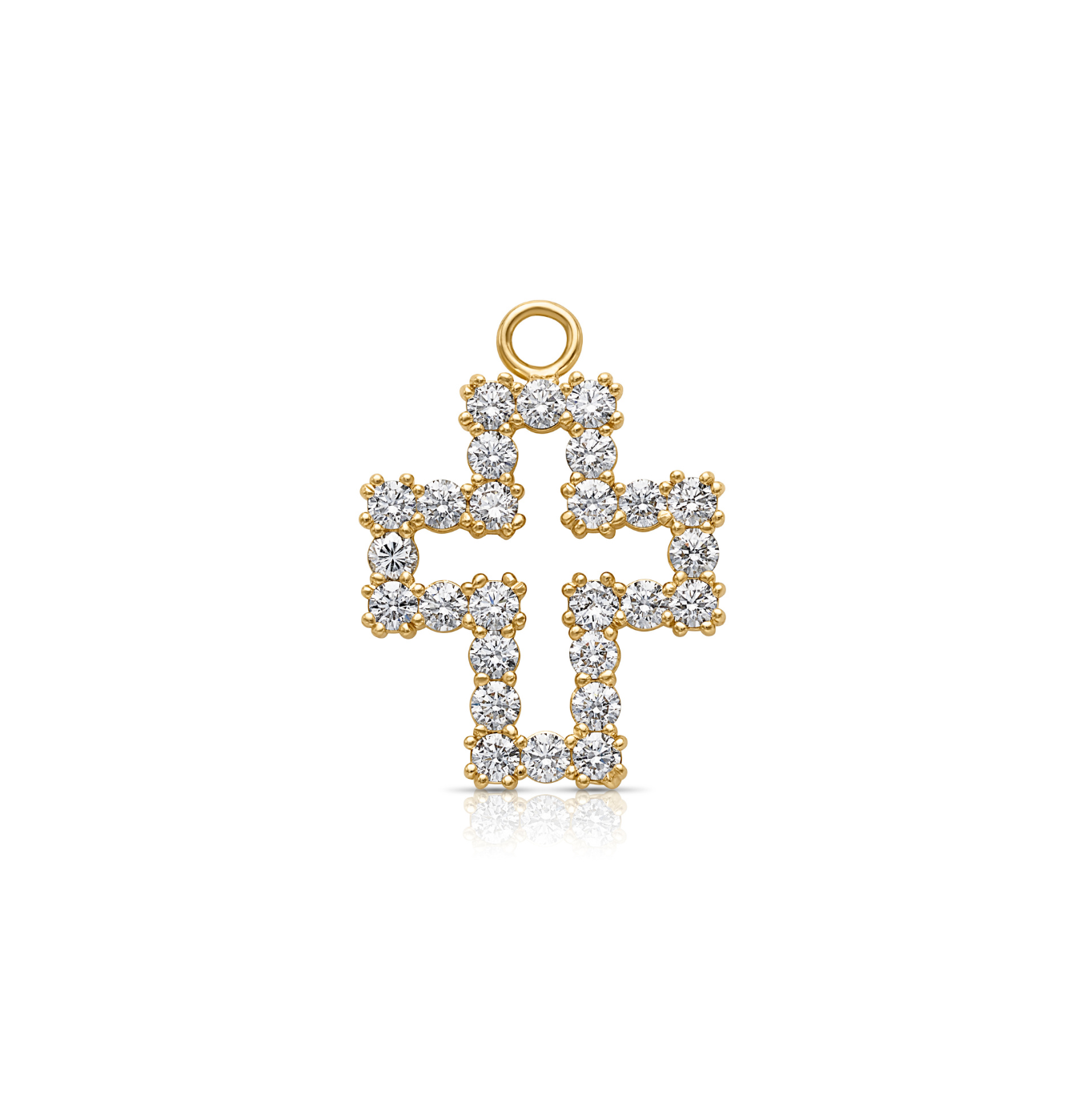 18KY Open Diamond Cross Charm