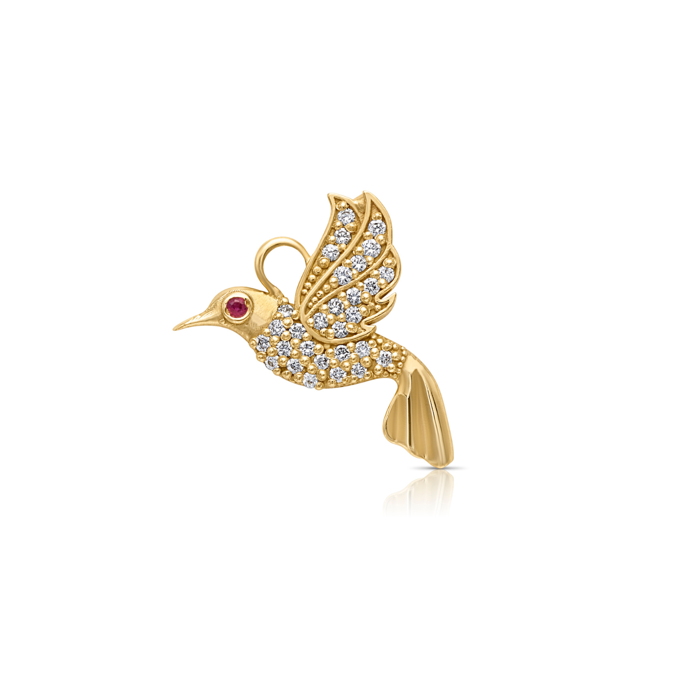 18KY Diamond Hummingbird Charm