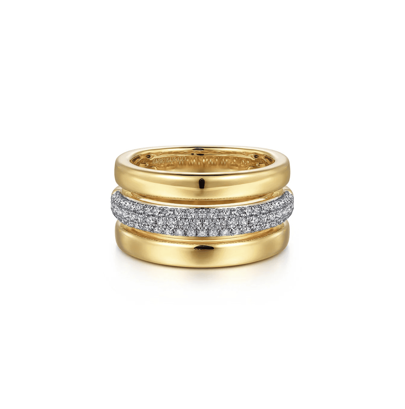 14KY Pave Diamond Wide Band Ring