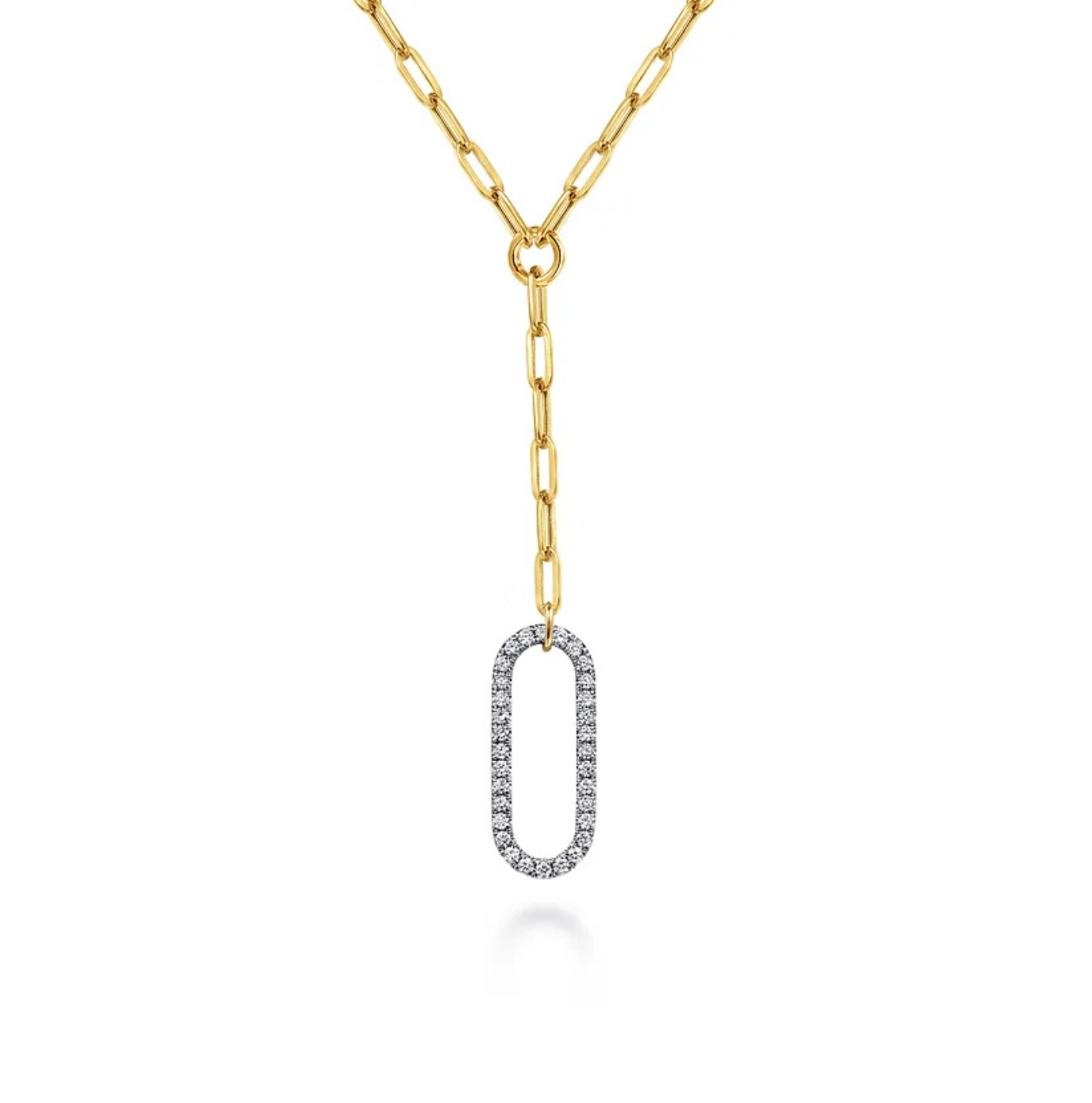 14KY Hollow Tube Link Diamond Necklace