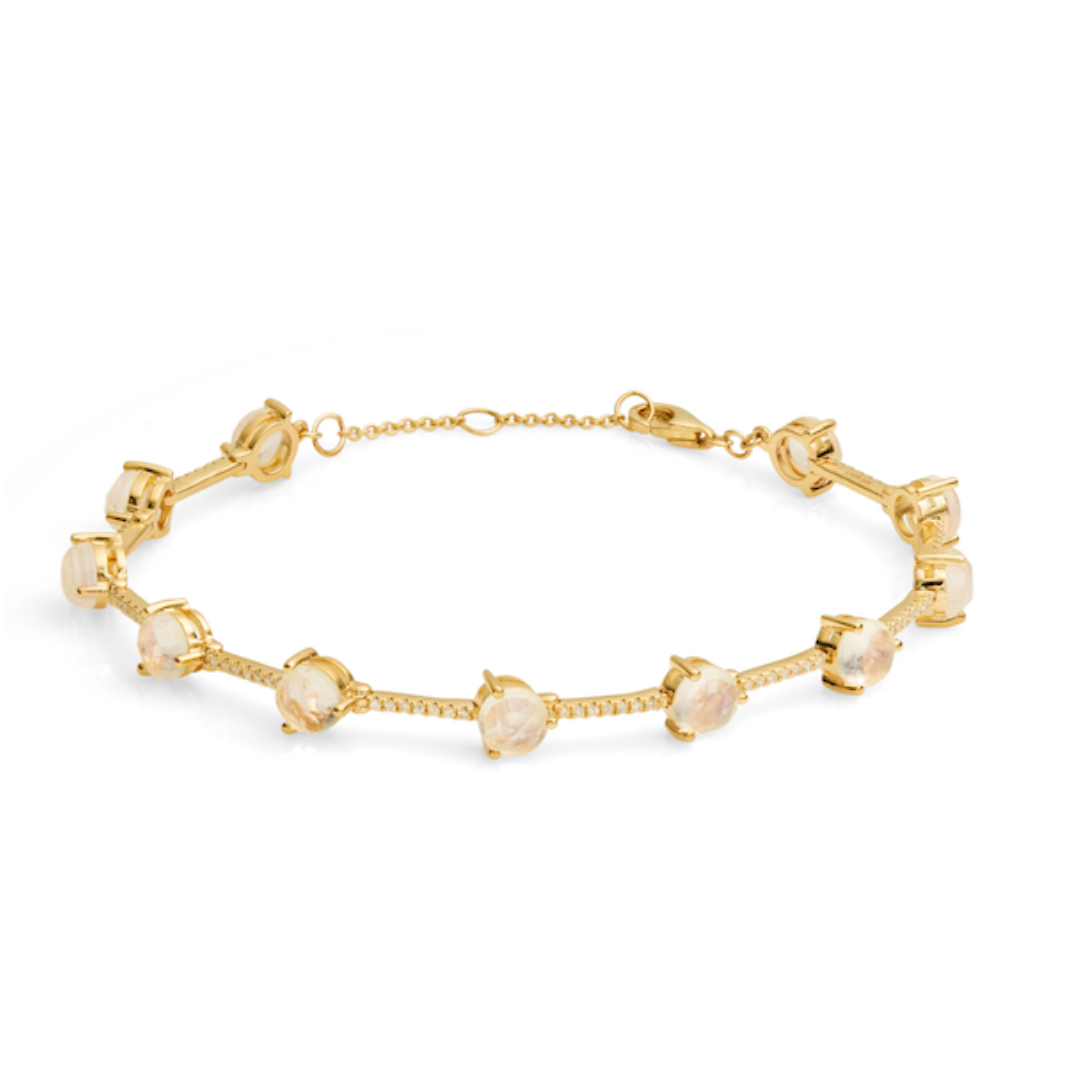 14KY Moonstone and Diamond Bracelet