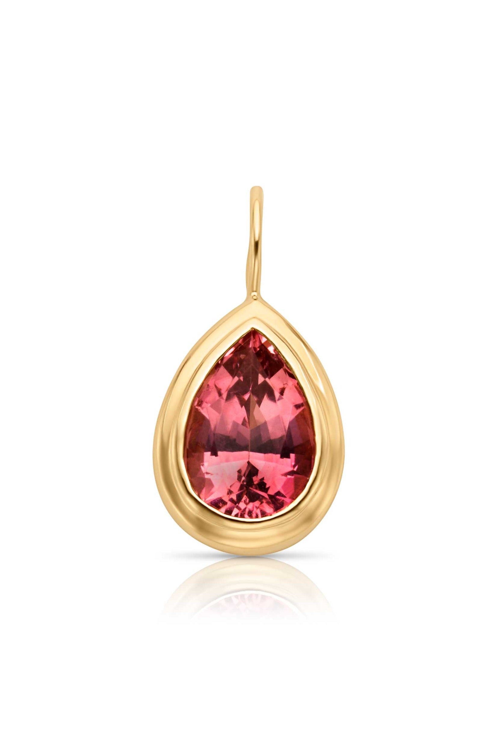 14KY Double Bezel Pink Tourmaline Charm