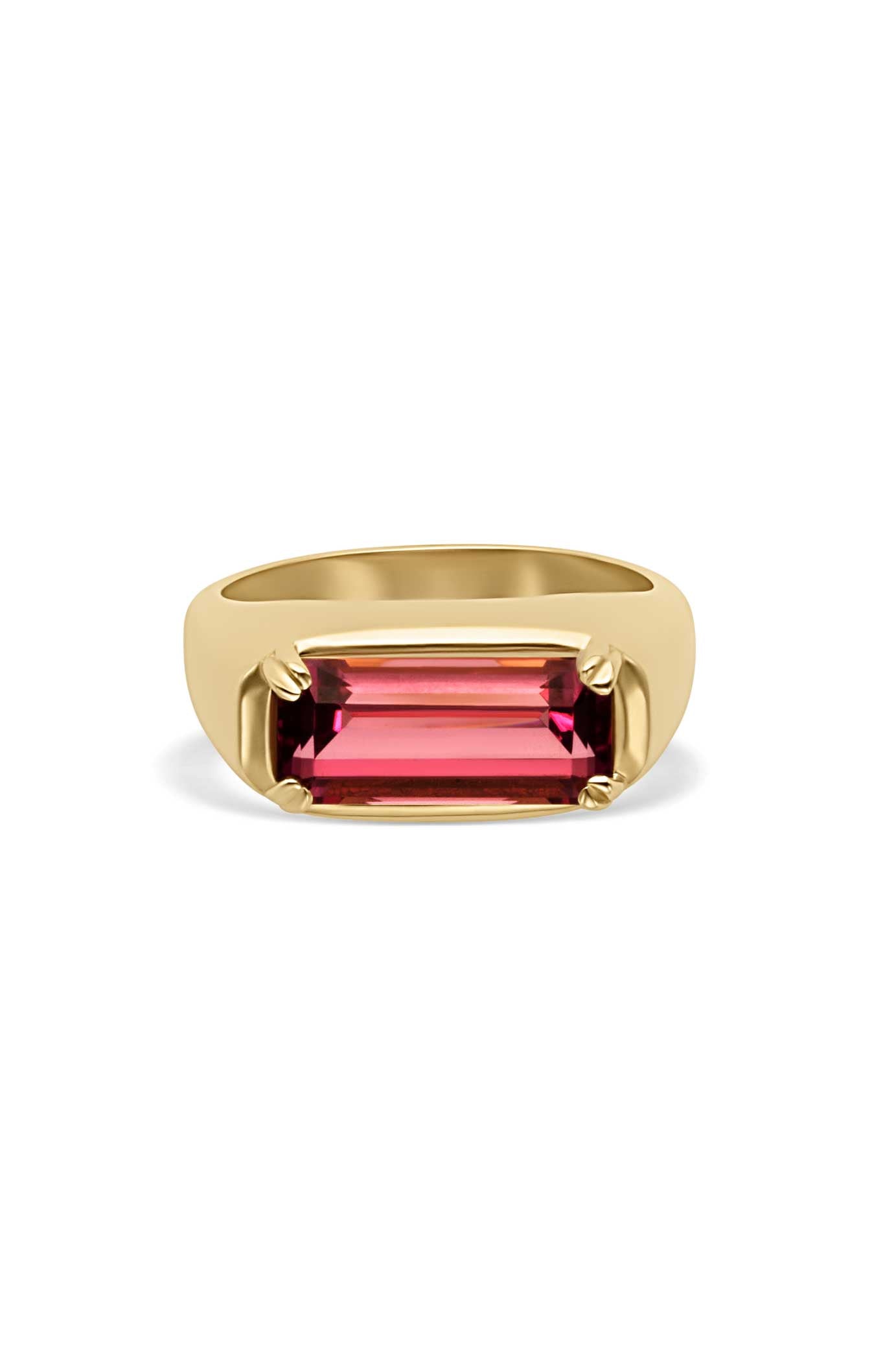 14KY Hot Pink Tourmaline Pinky Ring